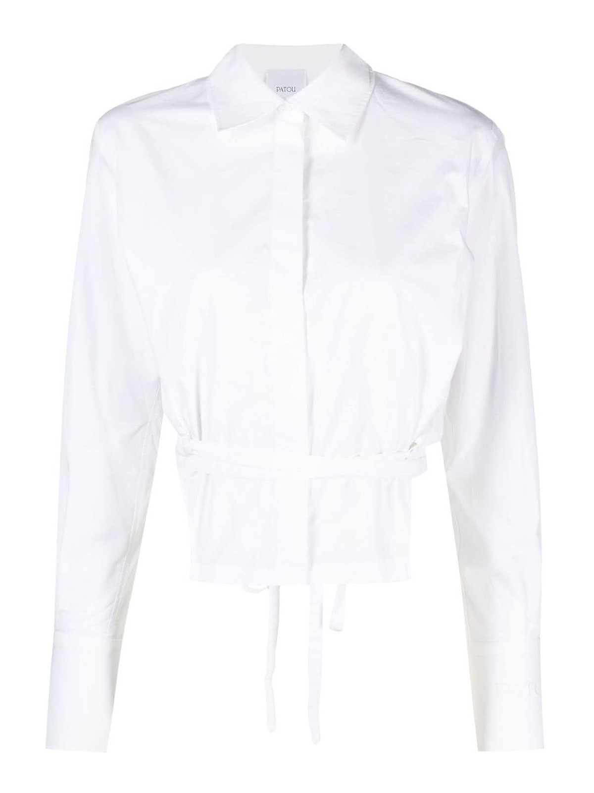 Shop Patou Cropped Cut-out Shirt In White