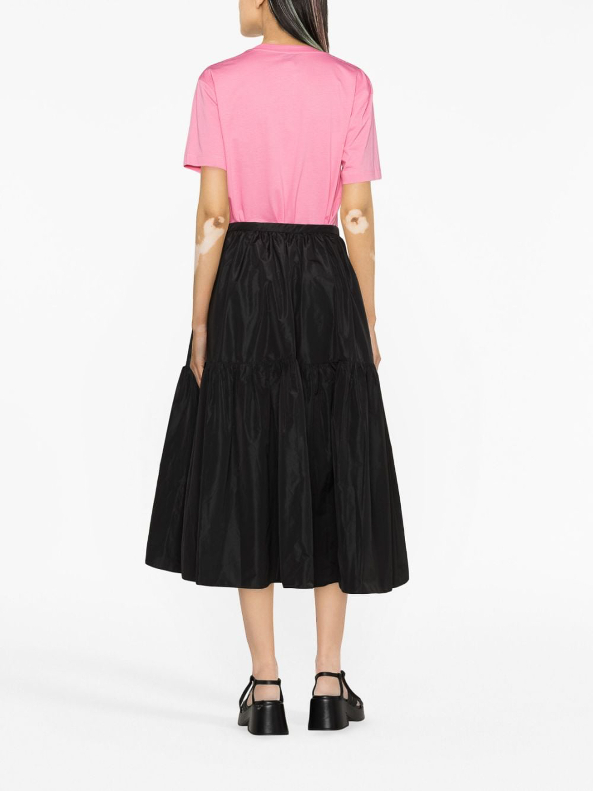 Shop Patou Tiered Midi Skirt In Black
