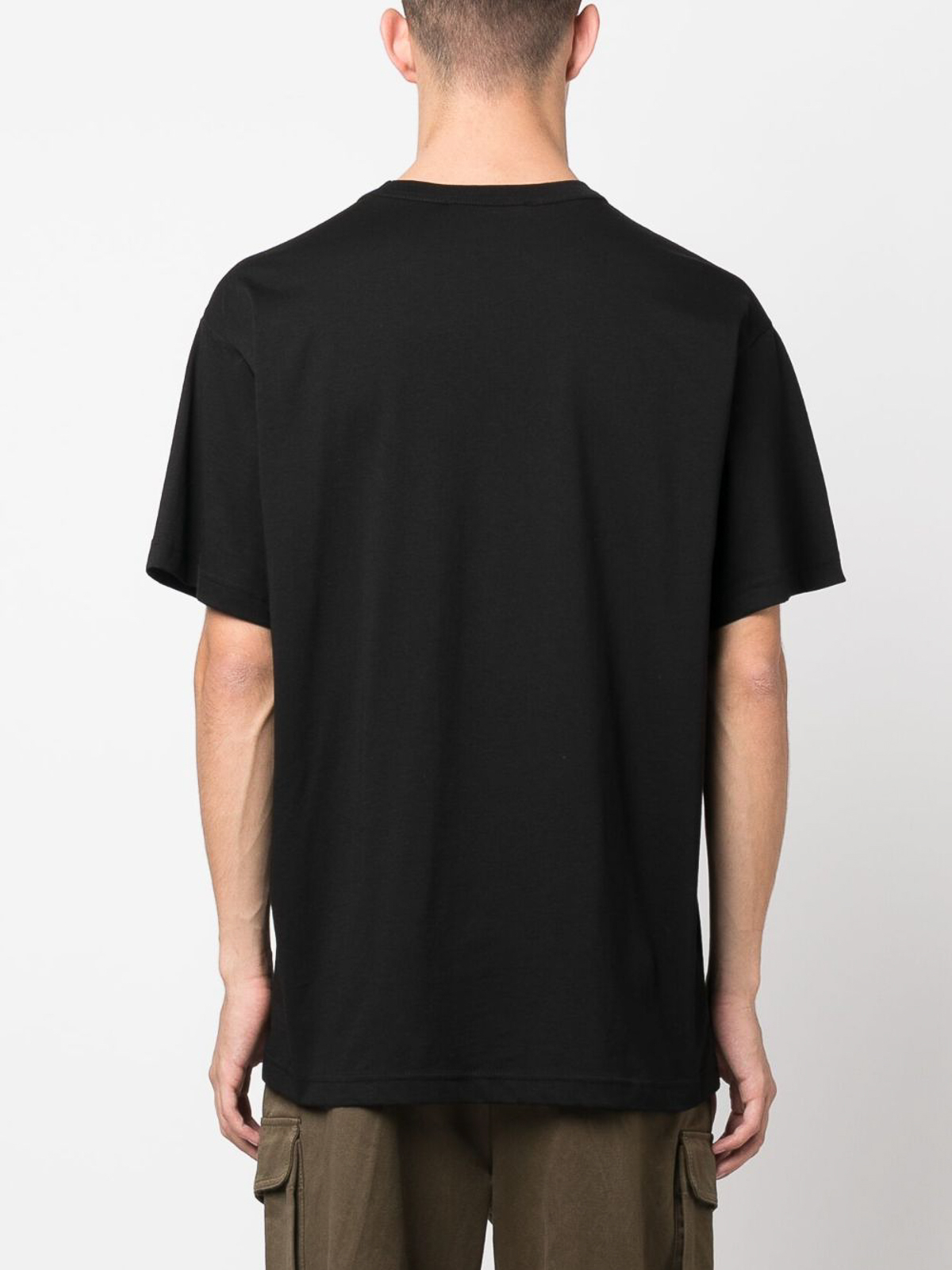 Shop Versace Jeans Couture Flocked Logo T-shirt In Black