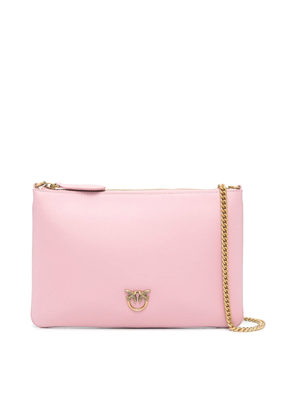 Pinko Love Leather Crossbody Bag In Nude & Neutrals