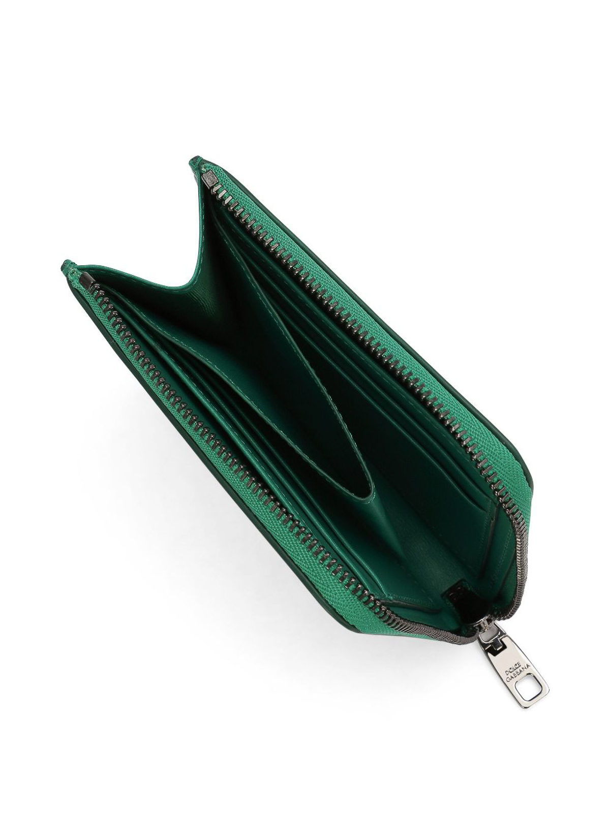 Shop Dolce & Gabbana Logo-print Leather Wallet In Green In Beige