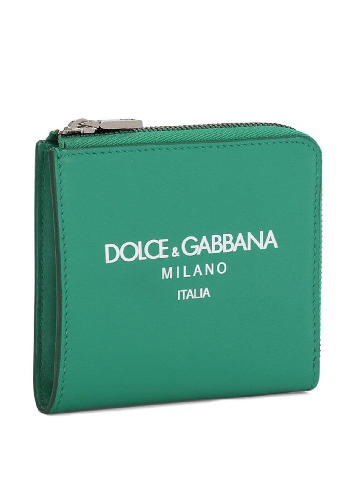 Shop Dolce & Gabbana Logo-print Leather Wallet In Green In Beige