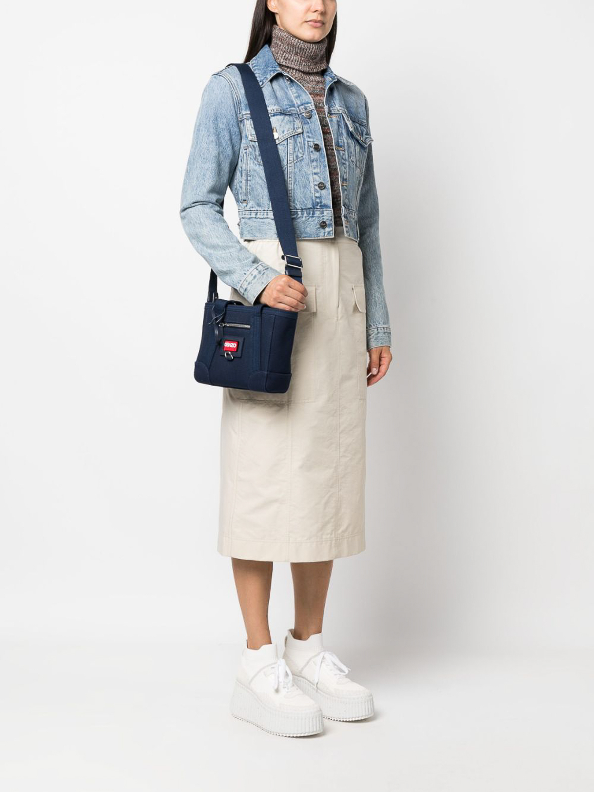 Kenzo Kenzo Mini Paris Canvas Tote Bag in Navy Blue|FD62SA921F0177