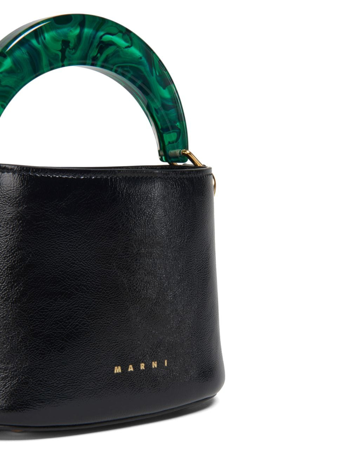 Venice Mini Bucket Bag in black leather