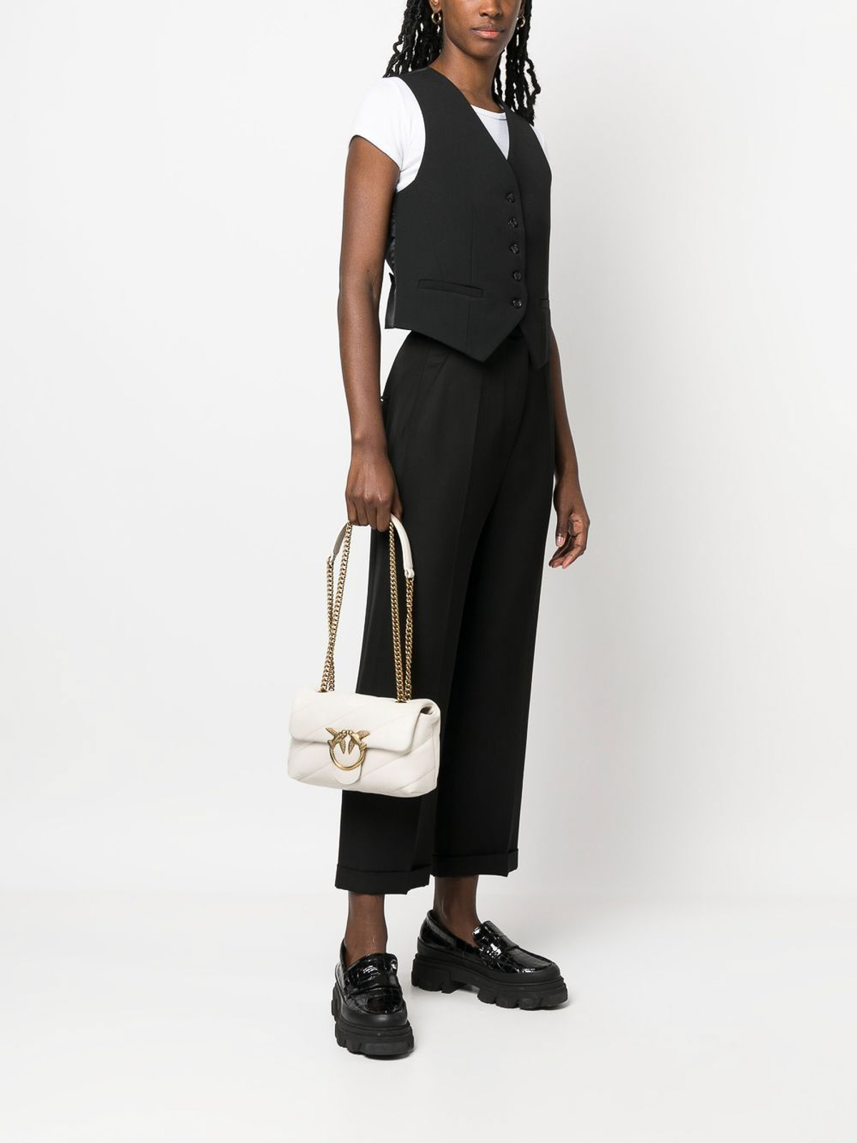 Pinko Pinko Quilted Shoulder Bag in Ivory White|100039A0F2Z14Q