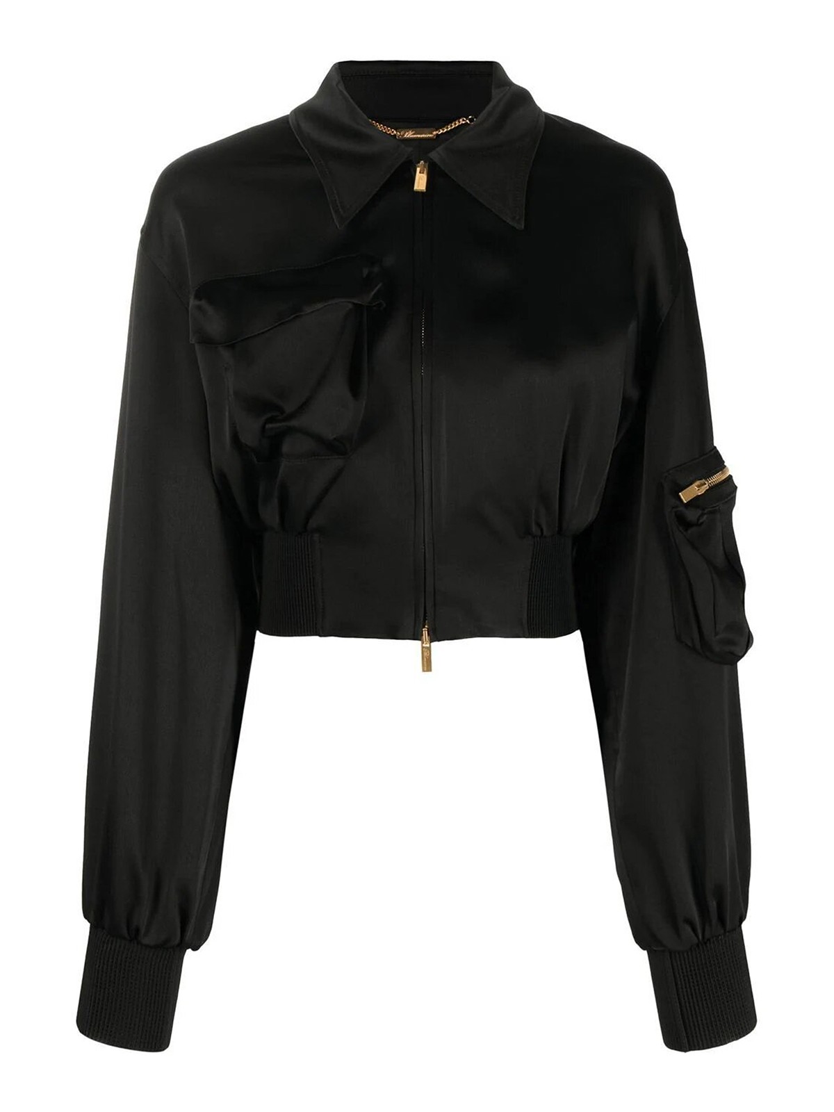 BLUMARINE CROPPED SATIN BOMBER