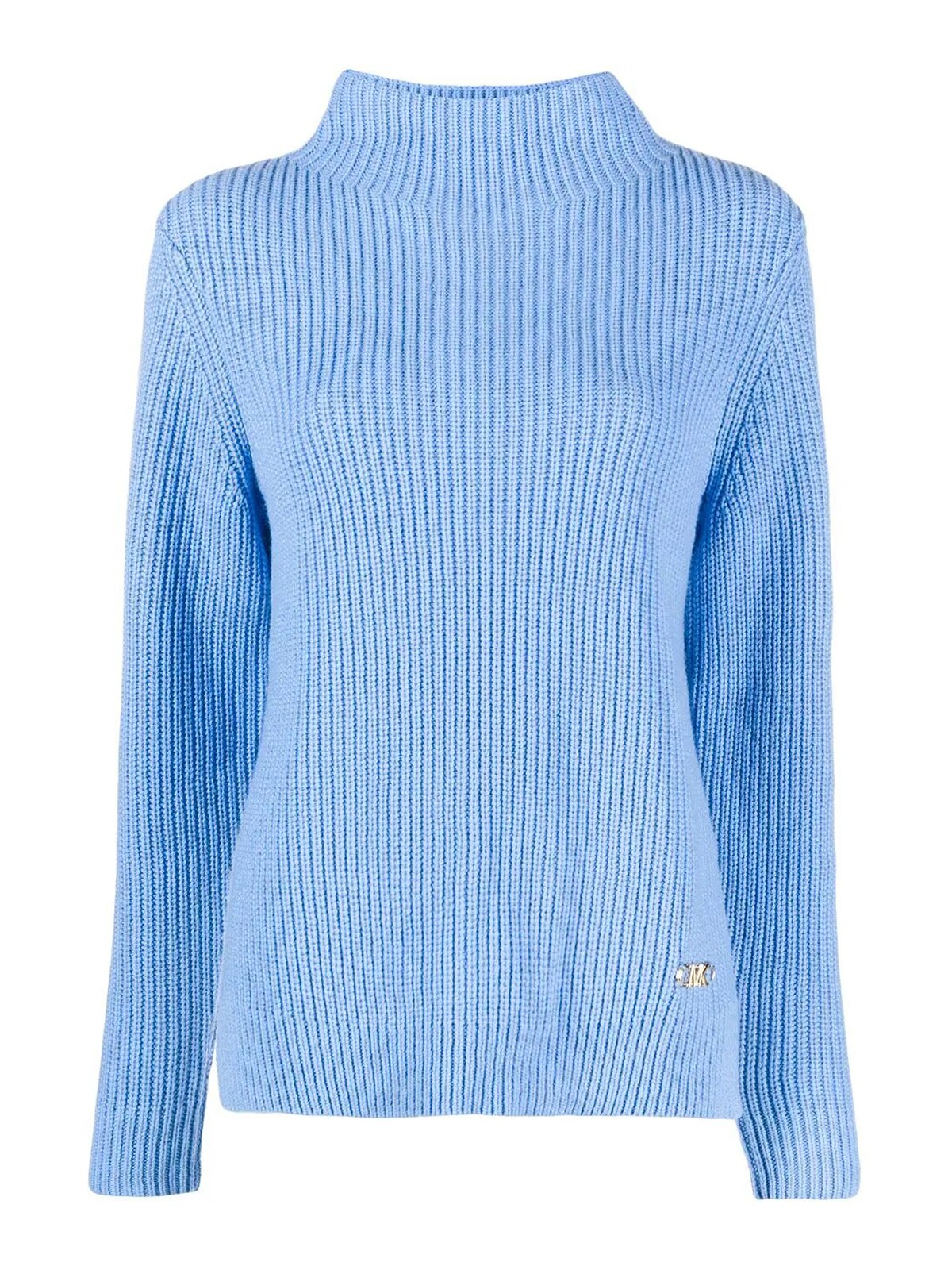 Michael Kors High Neck Sweater In Light Blue