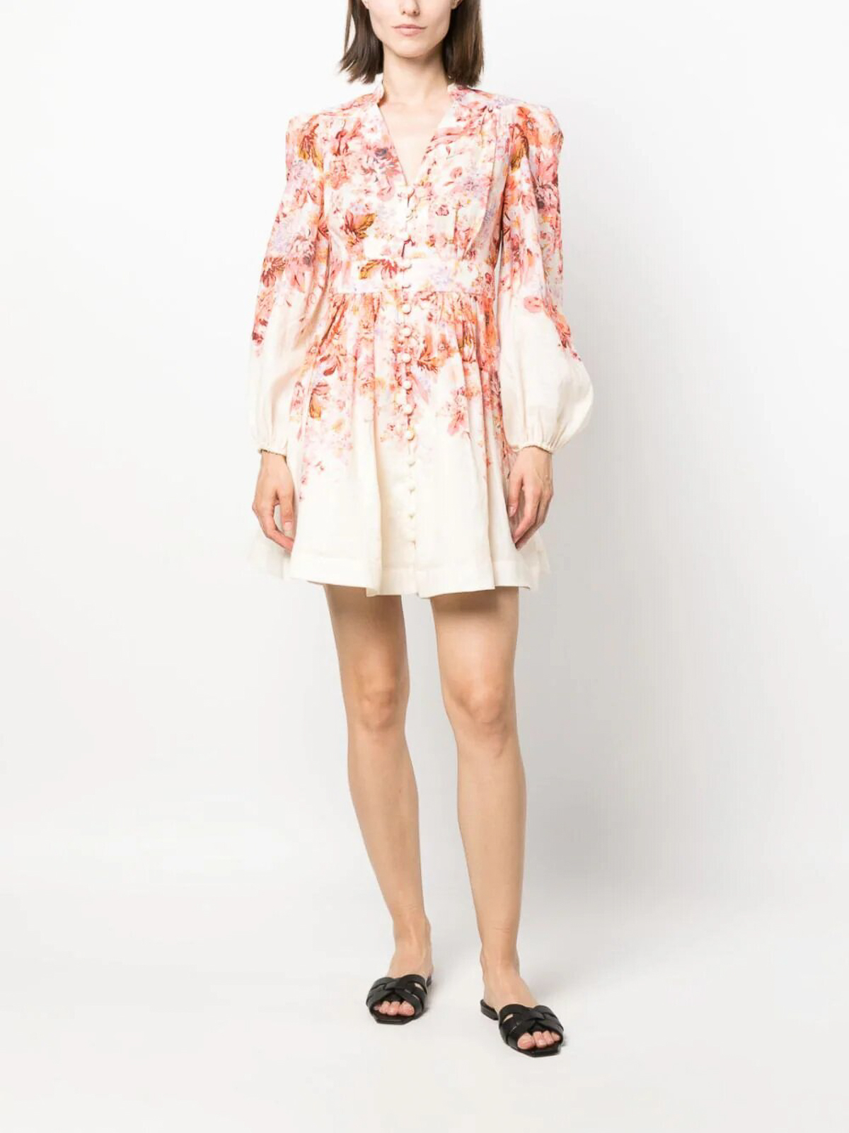 Zimmermann Devi Plunge Mini Dress In Multicolor | ModeSens