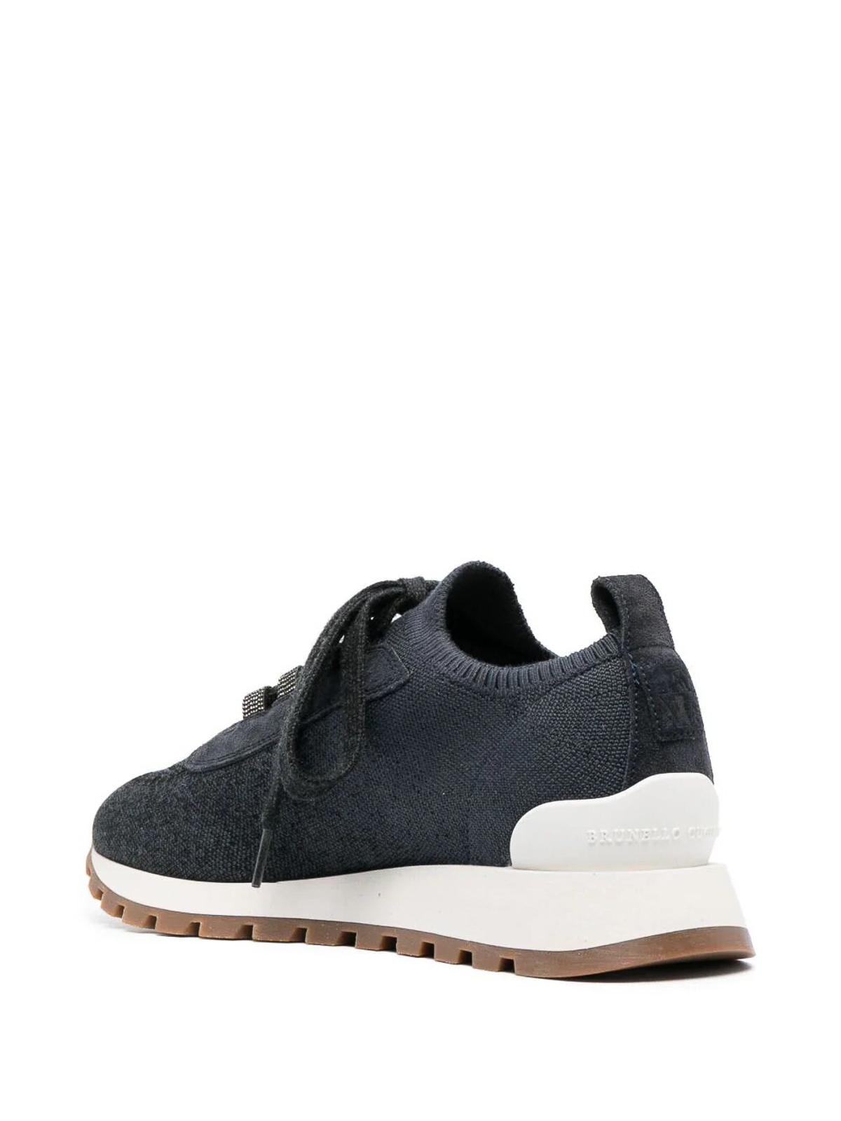 Cotton Knit Sneakers in Grey - Brunello Cucinelli