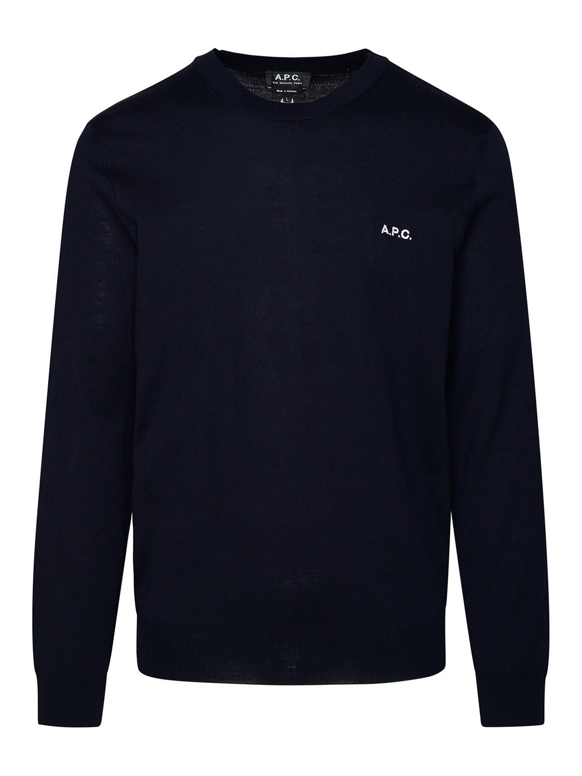 Shop Apc Axel Sweater In Blue Wool Blend In Dark Blue