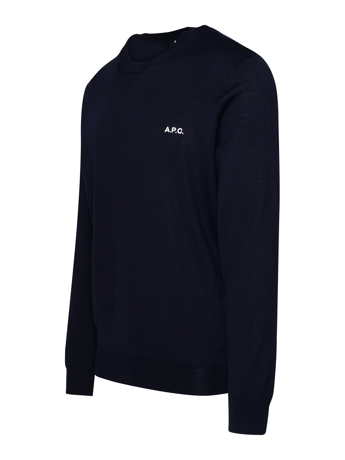 Shop Apc Axel Sweater In Blue Wool Blend In Dark Blue
