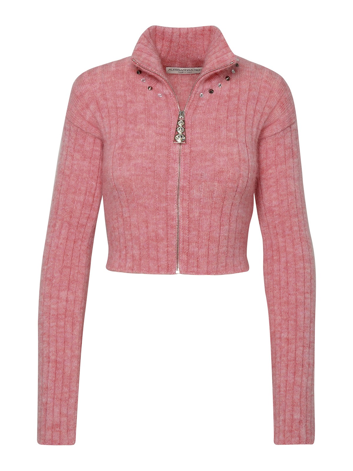 Shop Alessandra Rich Pink Virgin Wool Blend Sweater In Nude & Neutrals