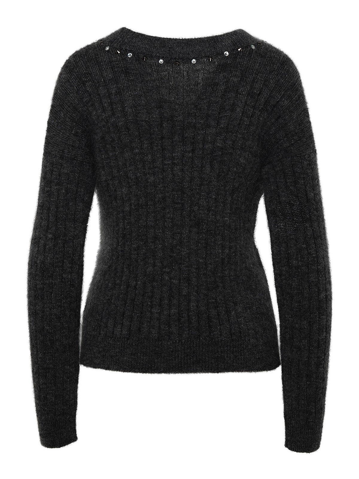 Shop Alessandra Rich Gray Virgin Wool Blend Sweater In Gris