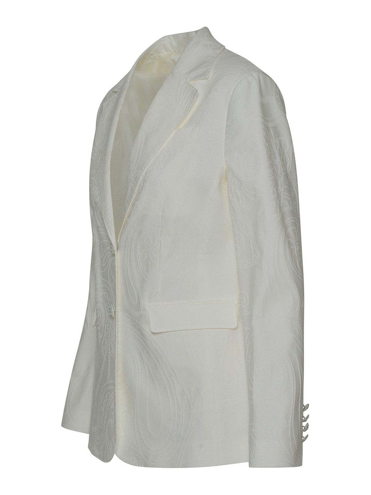 Shop Etro Ivory Cotton Blend Blazer In White