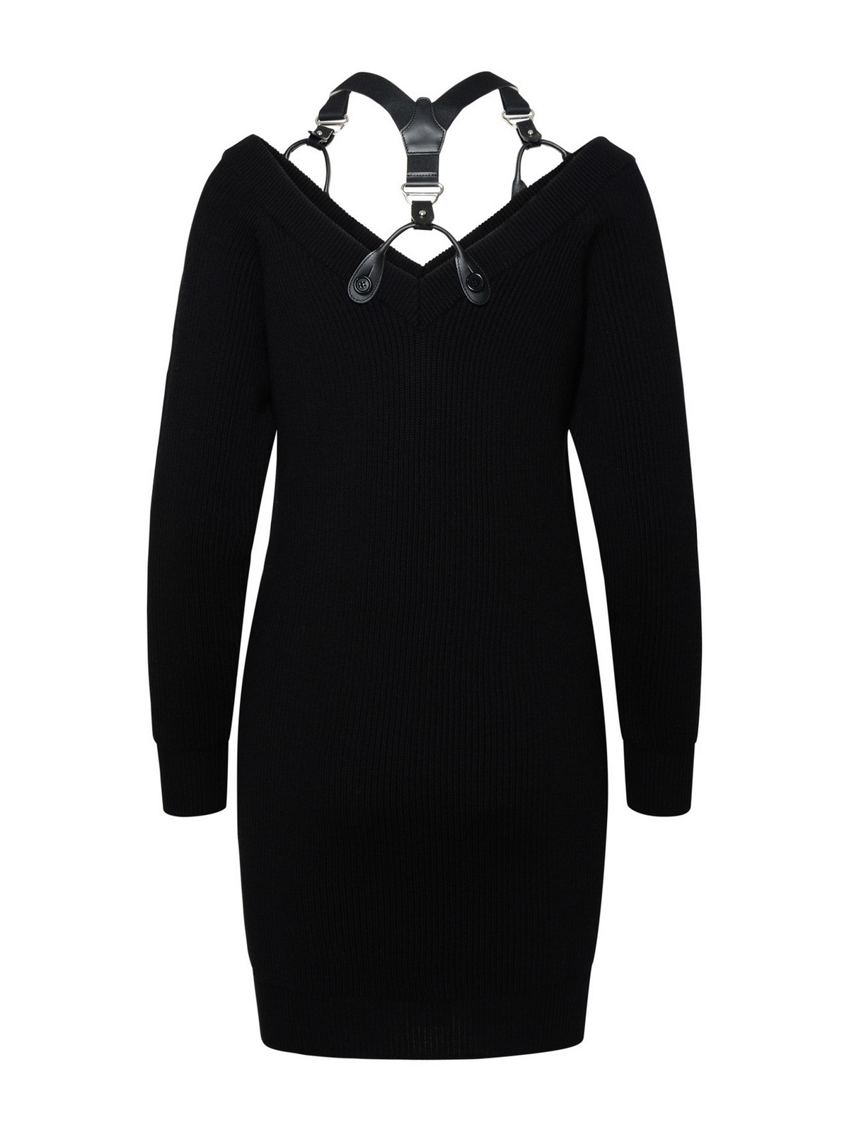 Shop Moschino Black Wool Dress