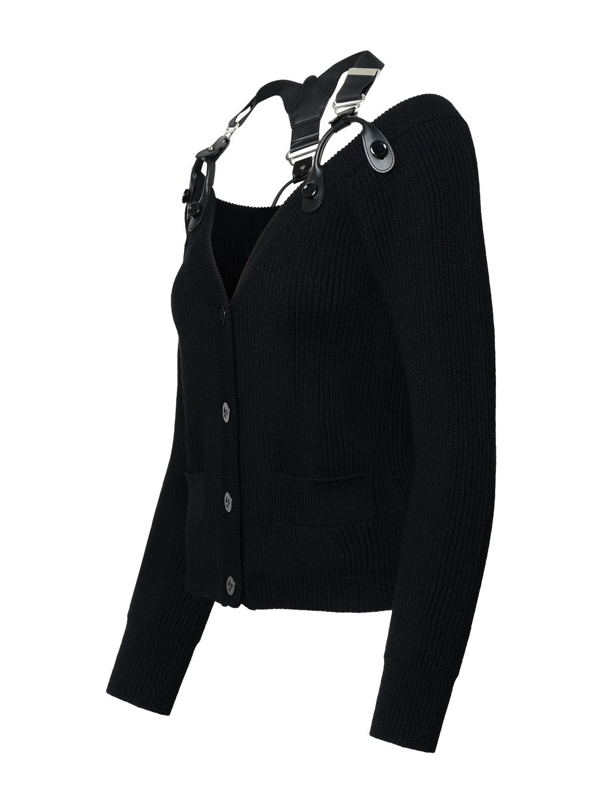 Shop Moschino Cardigan In Lana Nero In Black