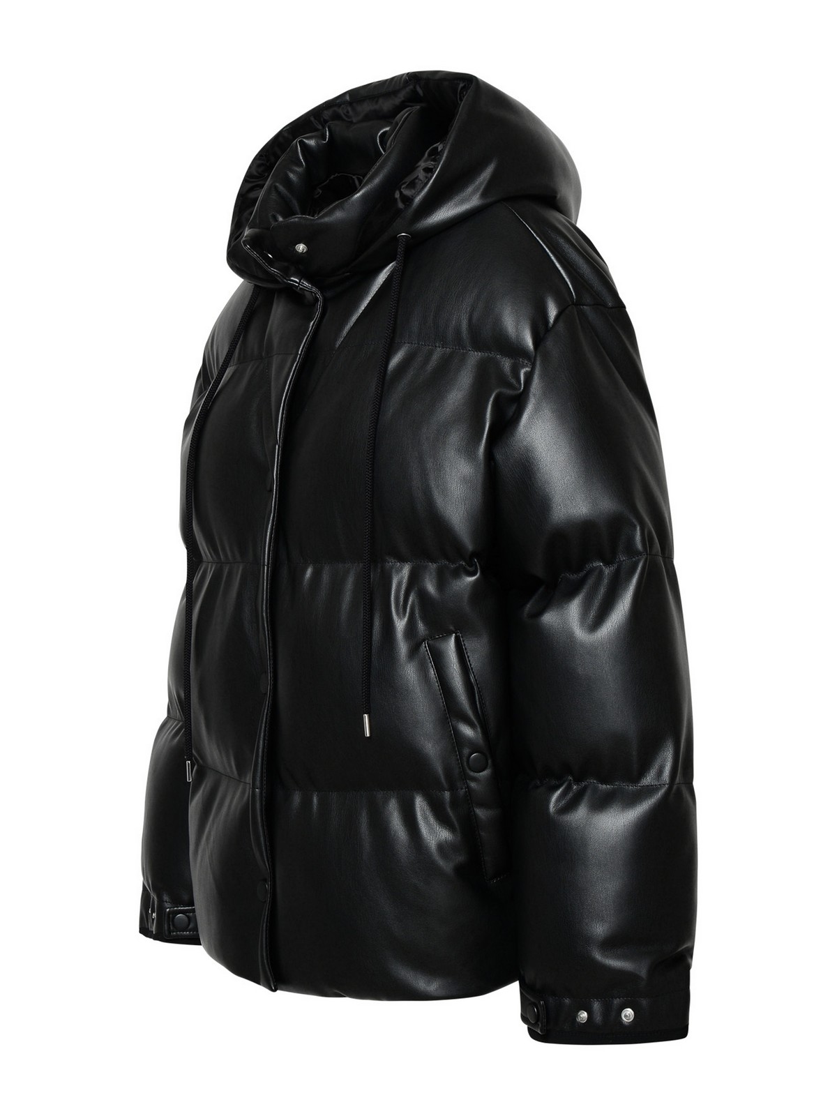 Shop Stella Mccartney Black Faux Leather Altermat Down Jacket