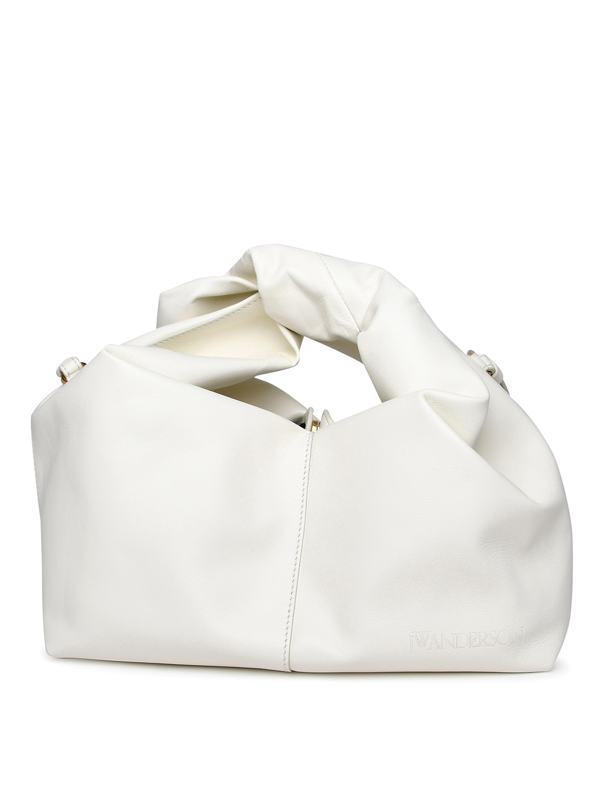 Shop Jw Anderson Hobo Twister Bag In White Leather