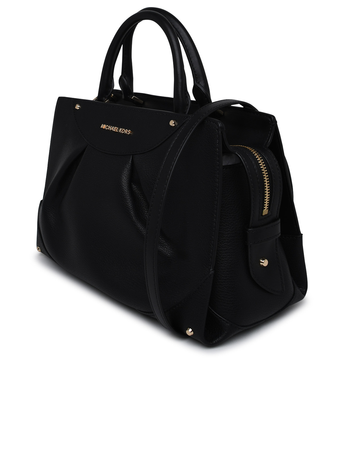 Shop Michael Kors Enzo Satchel Bag In Black Leather