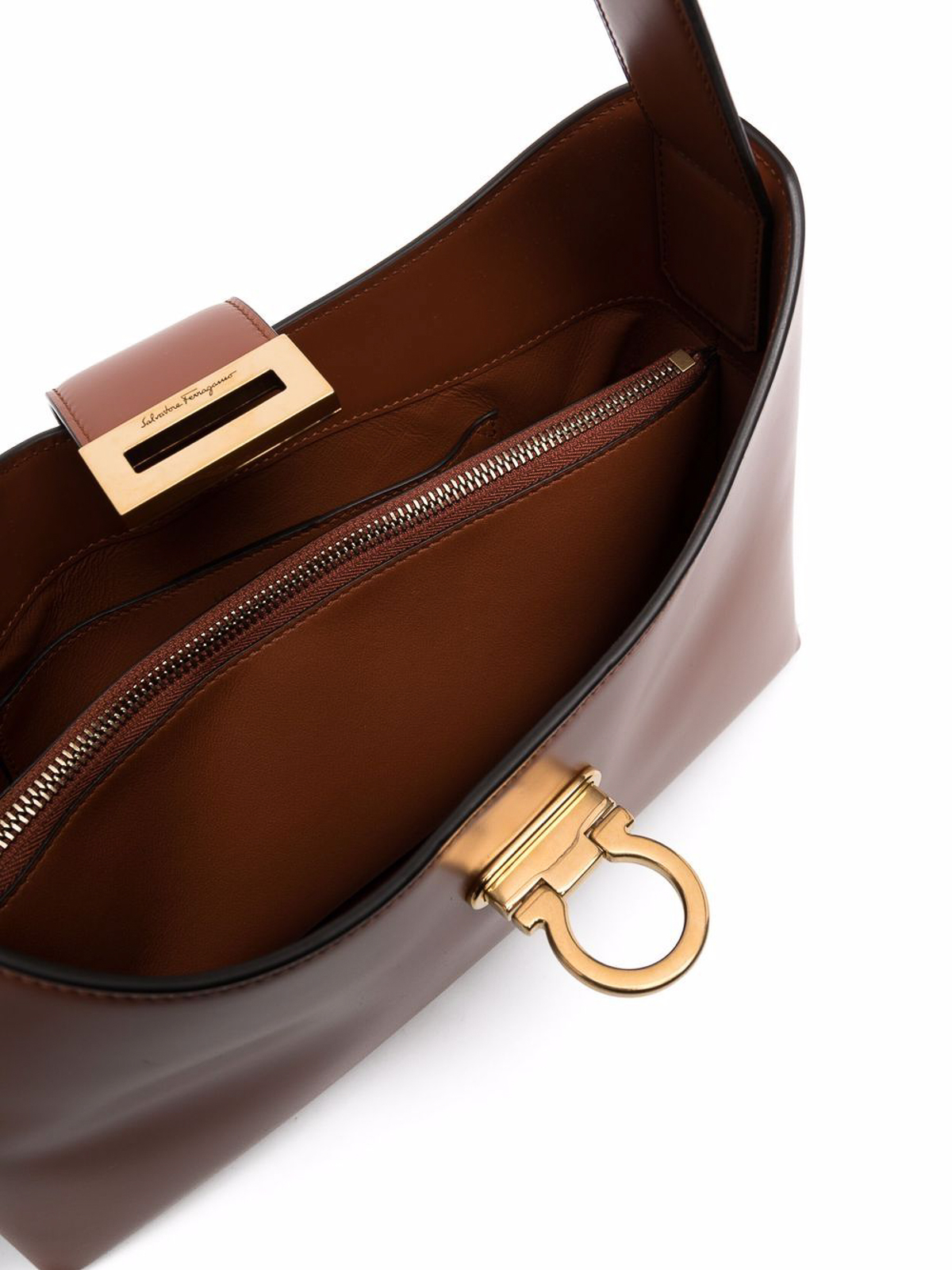 Borsa A Tracolla E Top Handle In Pelle E Tela Beige - Stile Satchel Con Lucchetto