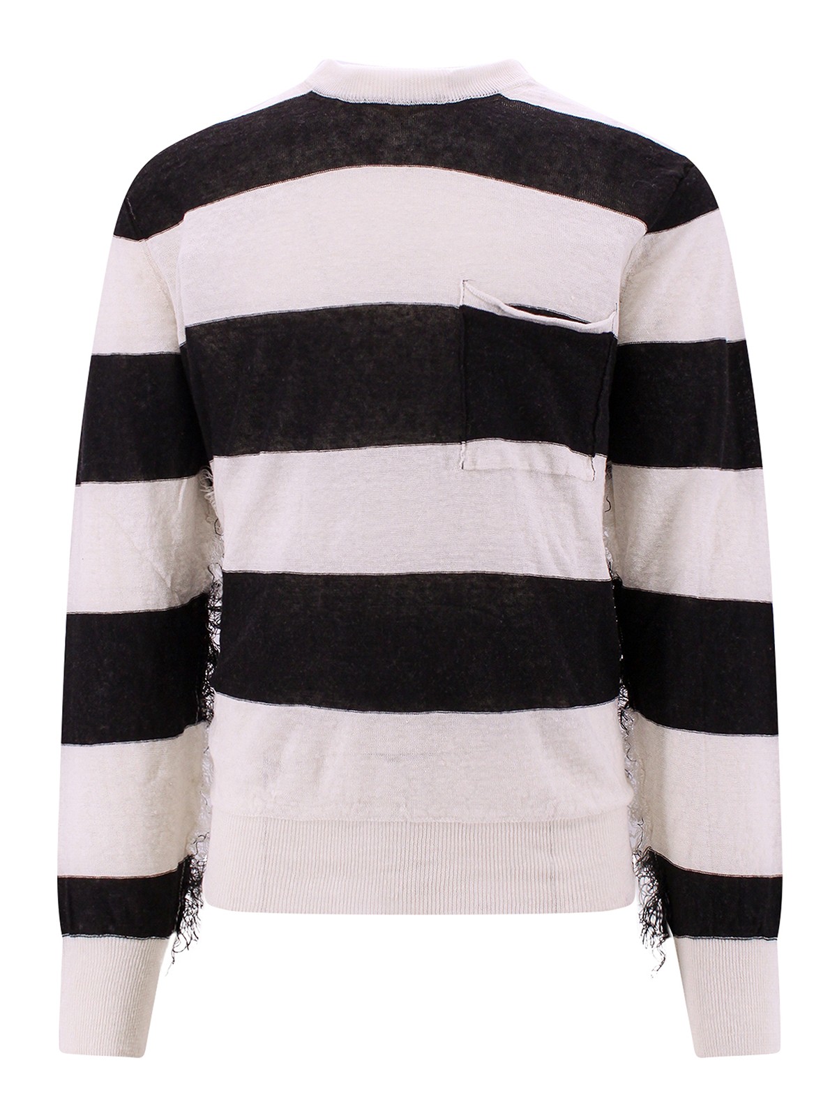 Shop Amaranto Hemp Sweater With Fringed Details In White