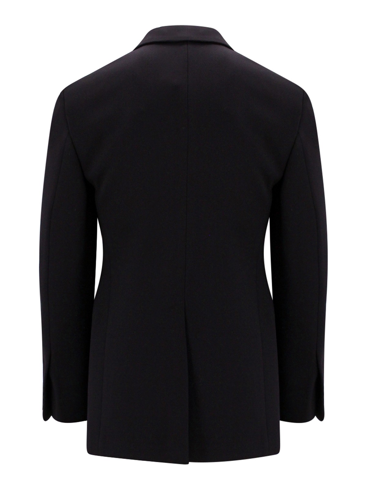 Shop Ferragamo Wool Blazer With Satin Profiles In Black