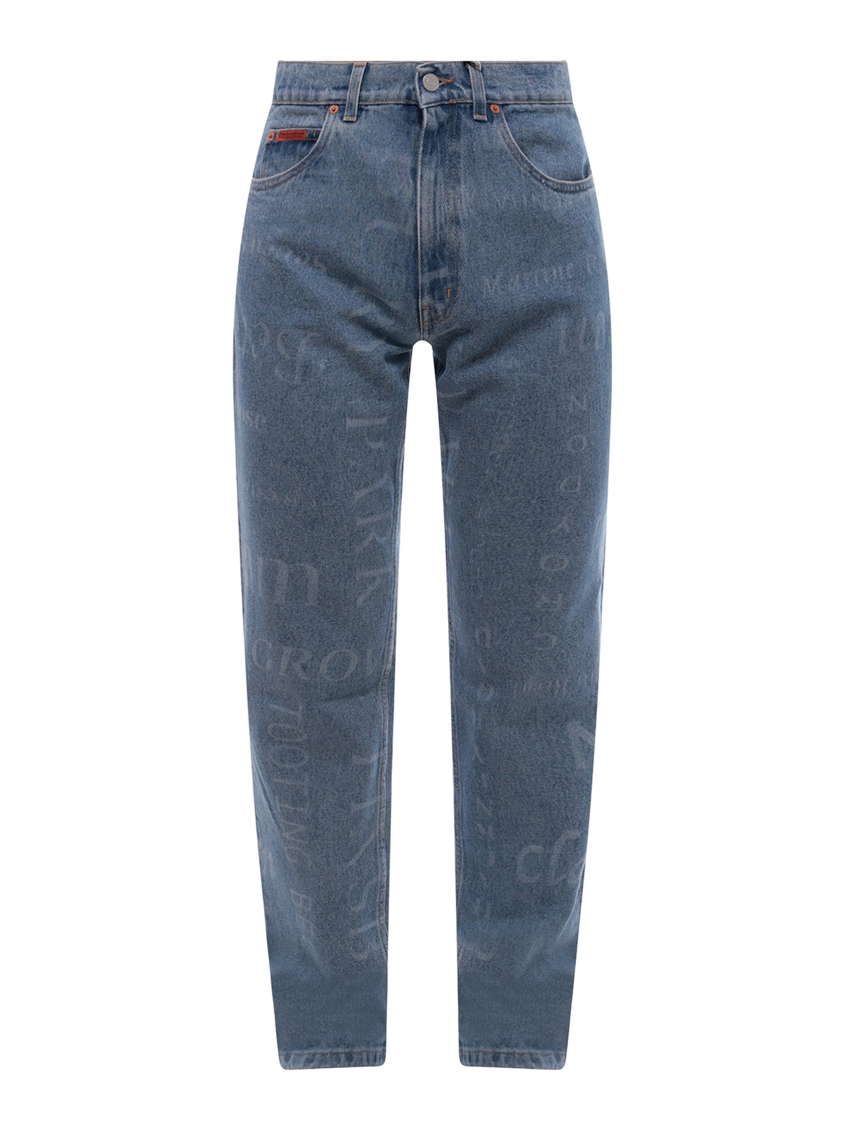 Shop Martine Rose Cotton Jeans With All-over Streetnames Print In Blue
