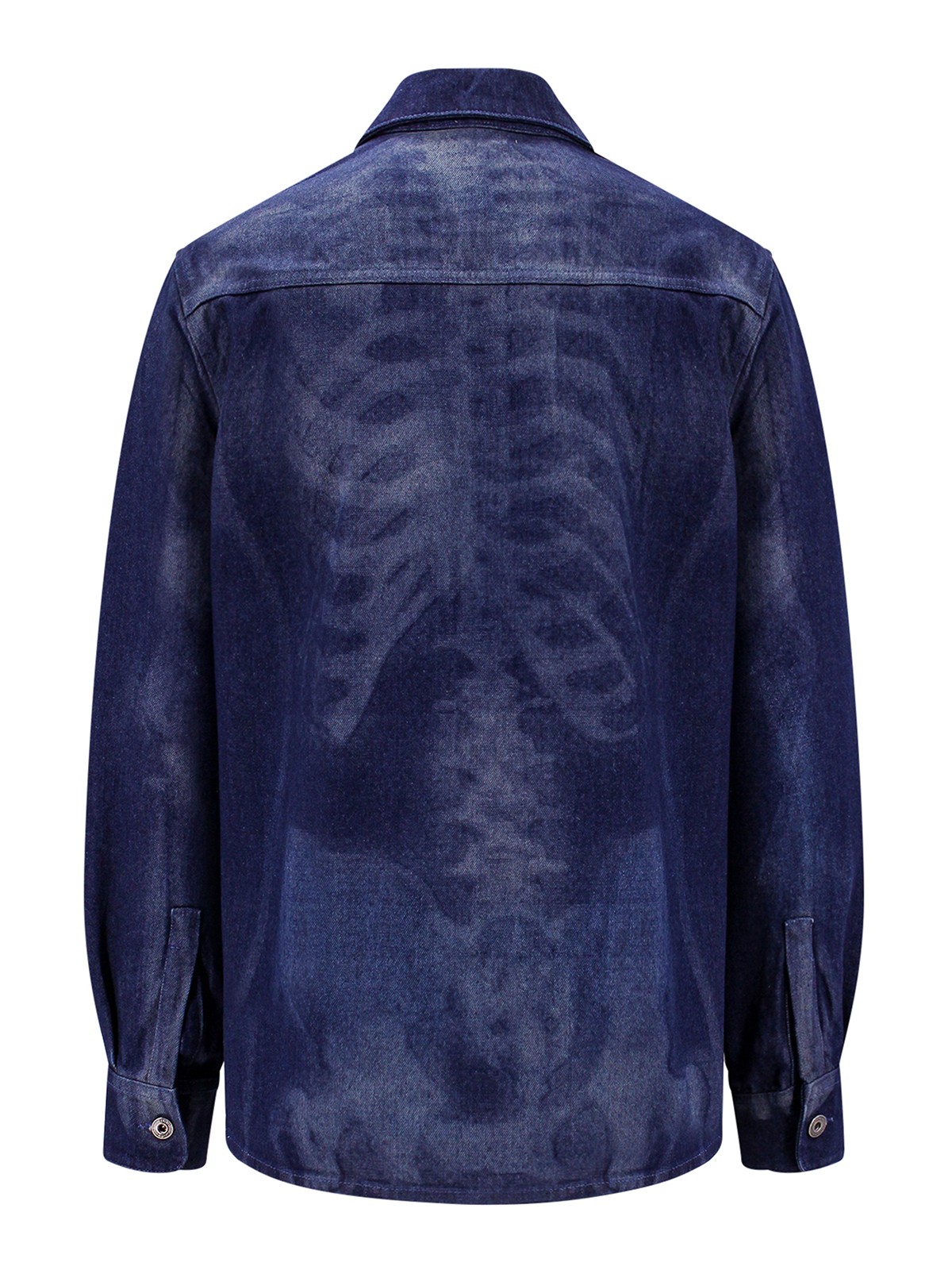 Shop Off-white Denim Over Shirt With Body Scan Print In Blue
