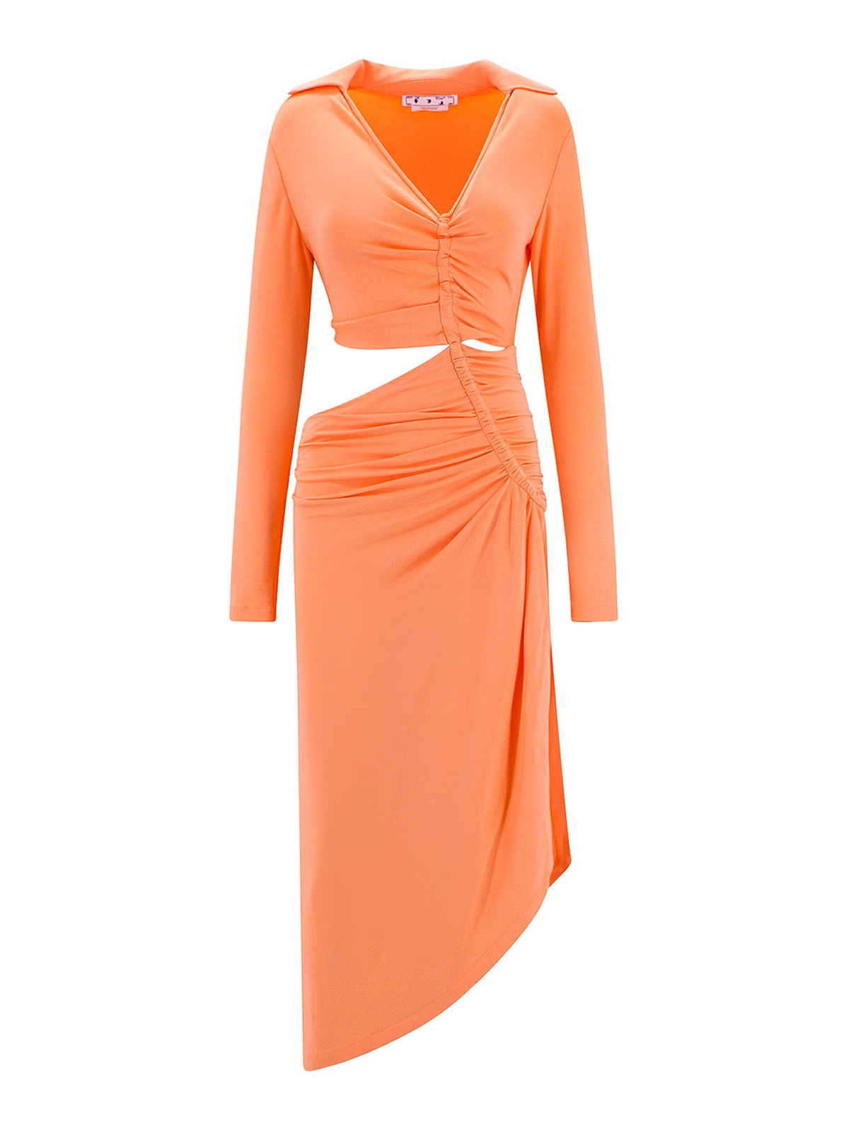 Shop Off-white Viscose Dress With Cut-out Detail In Orange