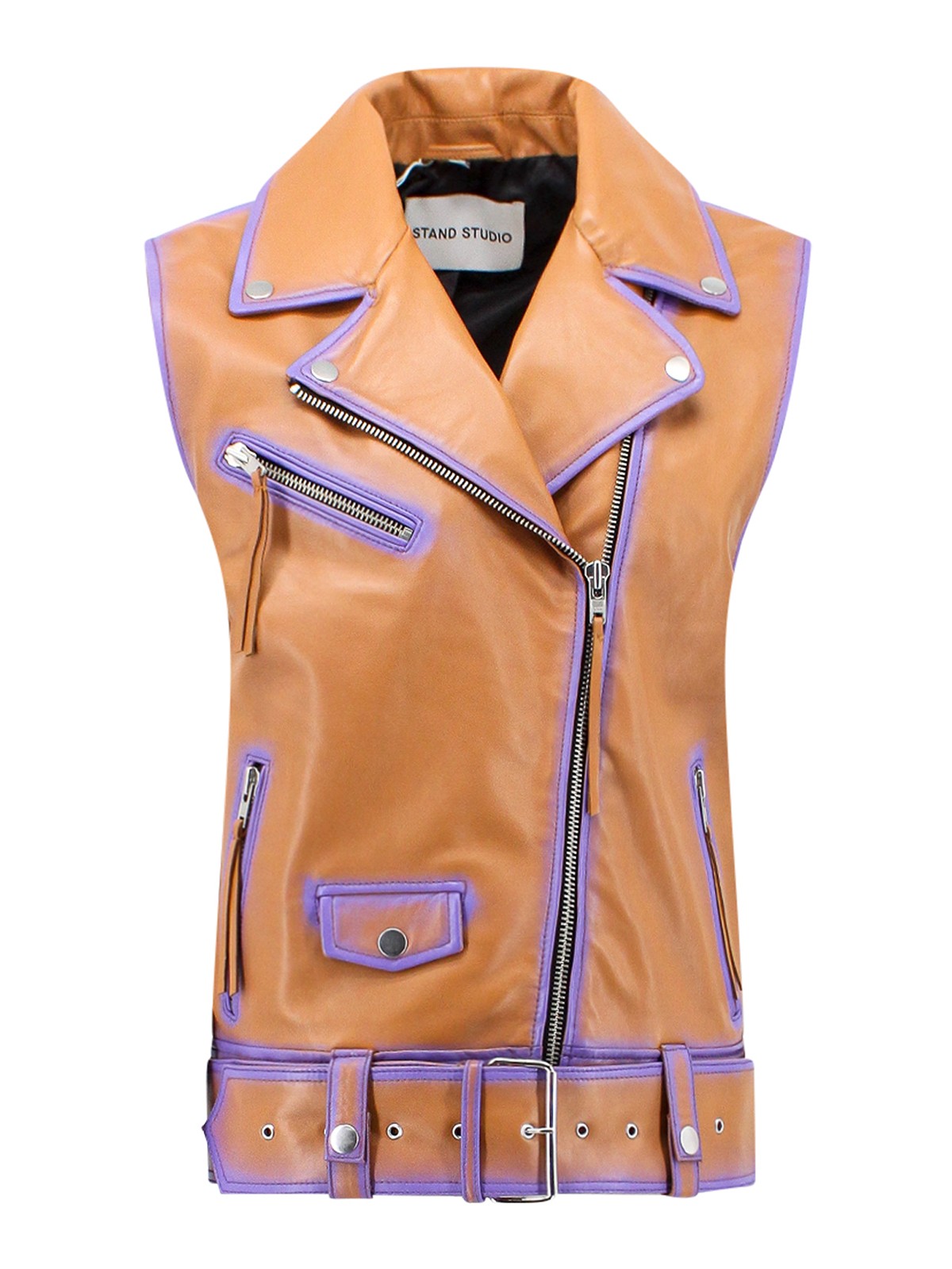 Stand Studio Sleeveless leather jacket with metal details