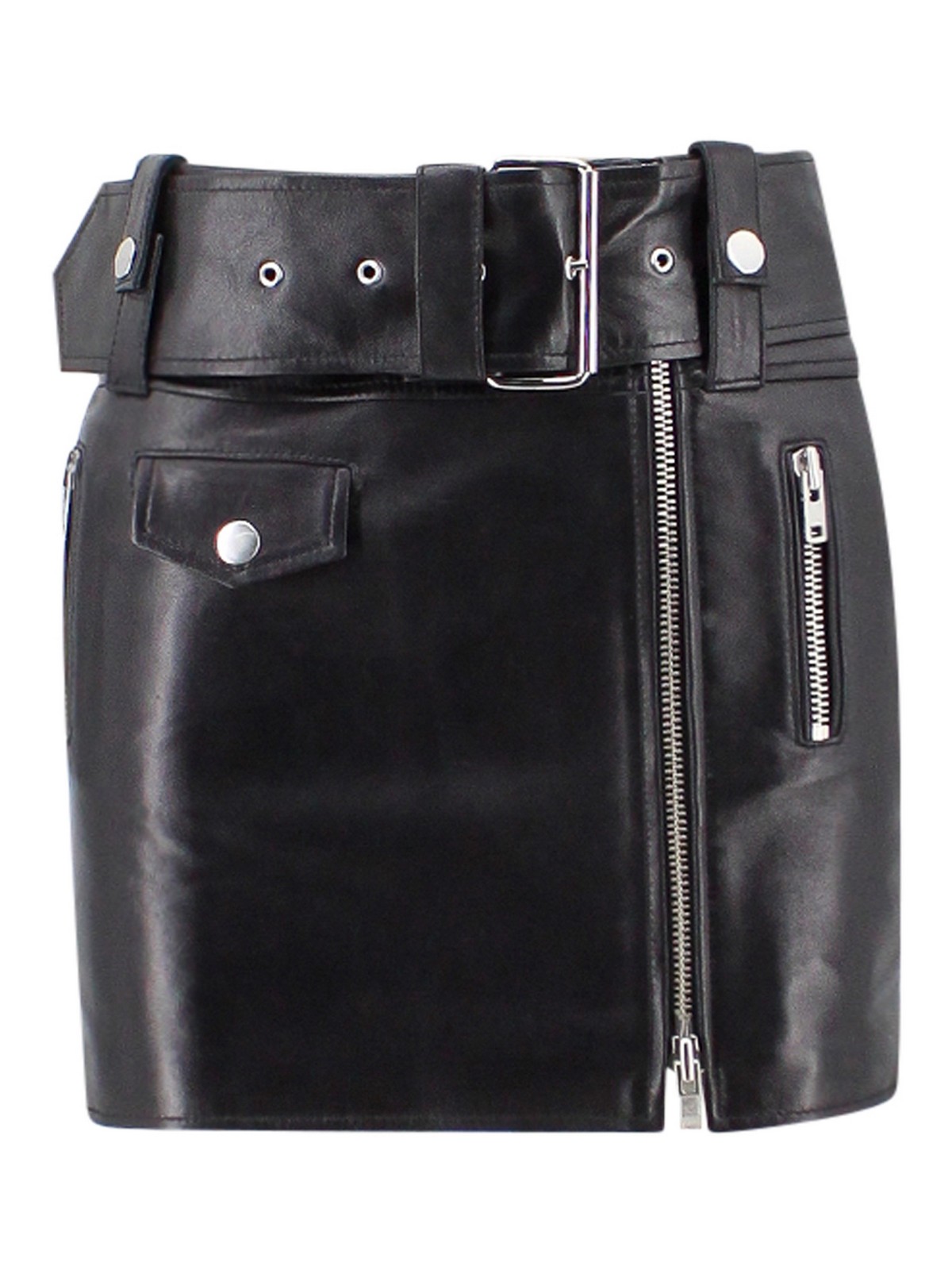 Women Black Cow Leather Mini Skirt - SK2 - BLK main image 1