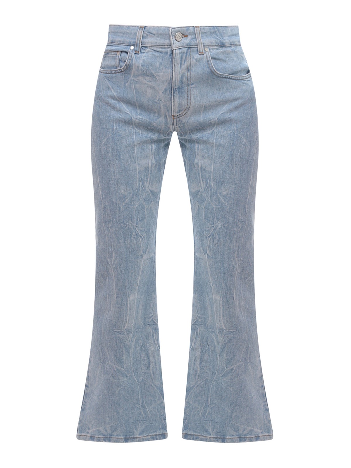 Shop Stella Mccartney Crinkle Denim Jeans In Azul