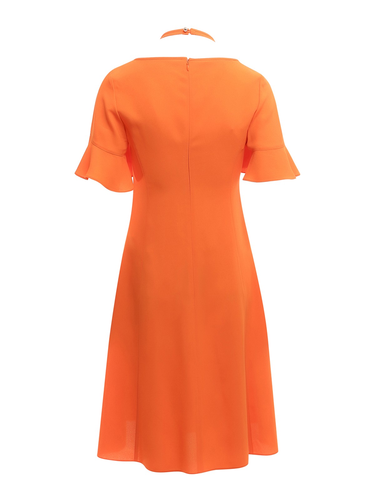 Shop Stella Mccartney Viscose Midi Dress With Cut-out Details In Naranja