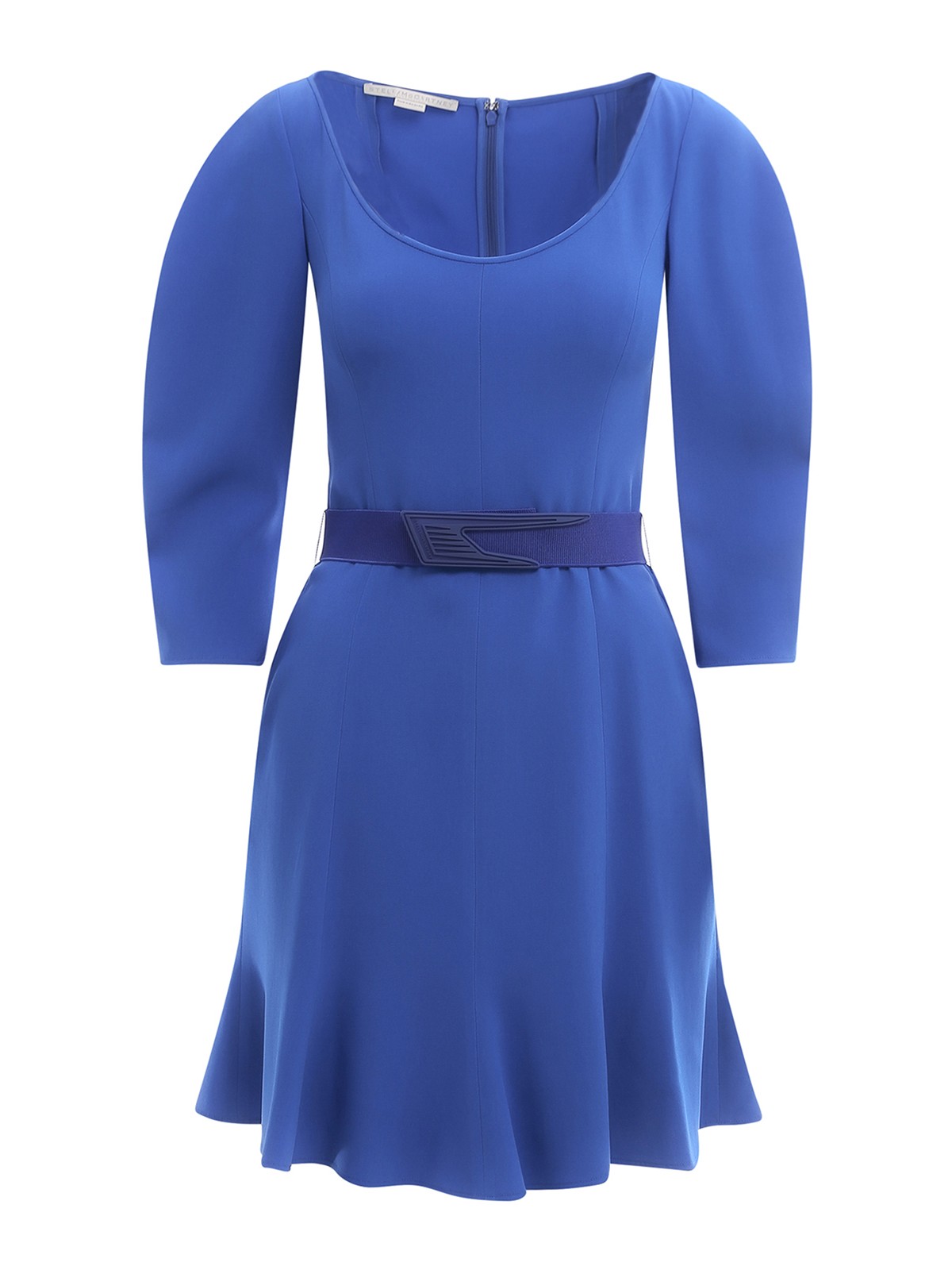 Stella Mccartney Flared Dress With Fluo Belt In Azul
