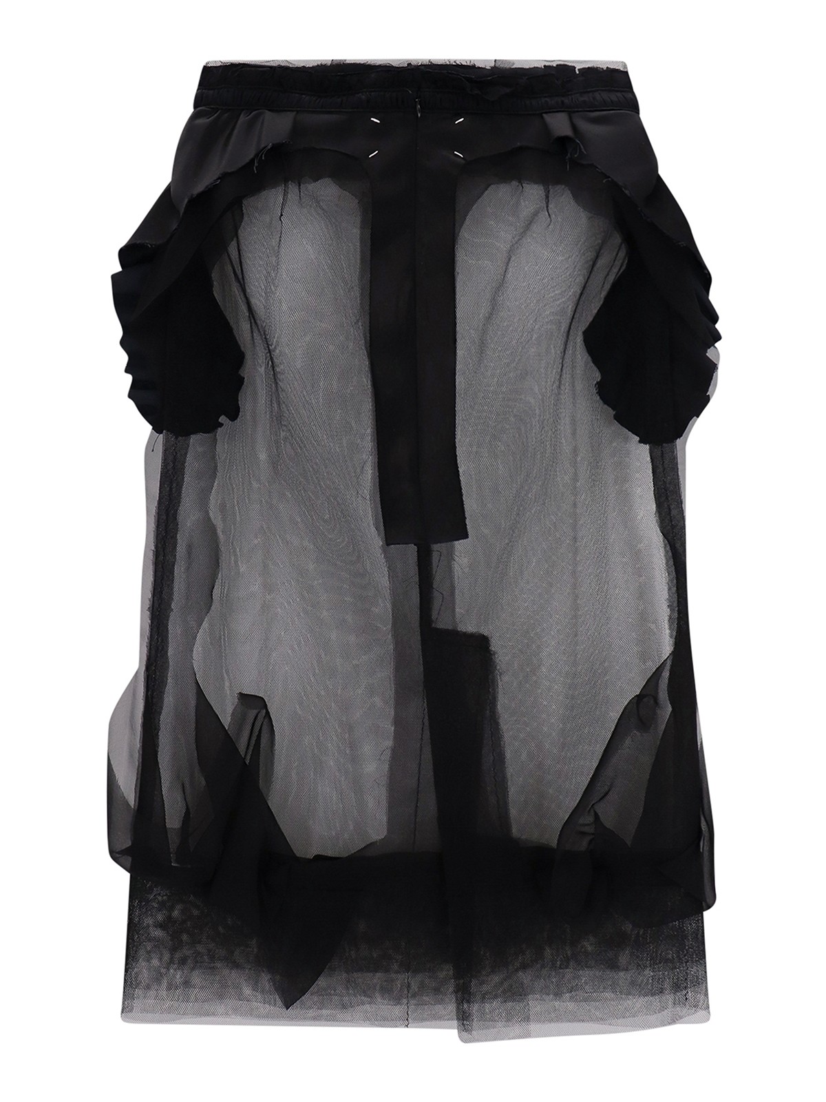 Shop Maison Margiela Unlined Tulle Midi Skirt In Negro