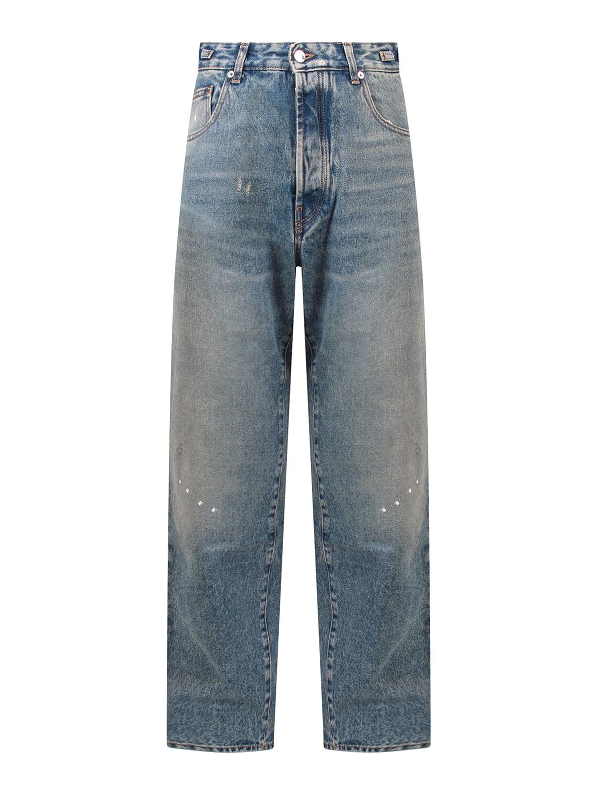 Darkpark Cotton Jeans With Paint Stains In Blue