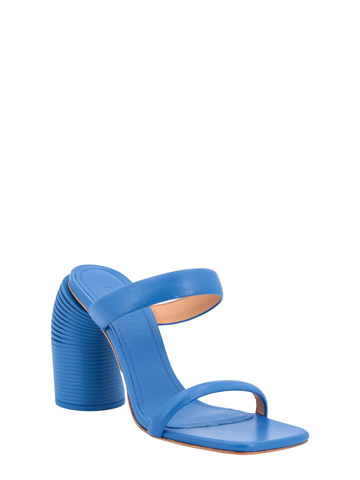 Shop Off-white Leather Sandals With Spring Heel In Blue
