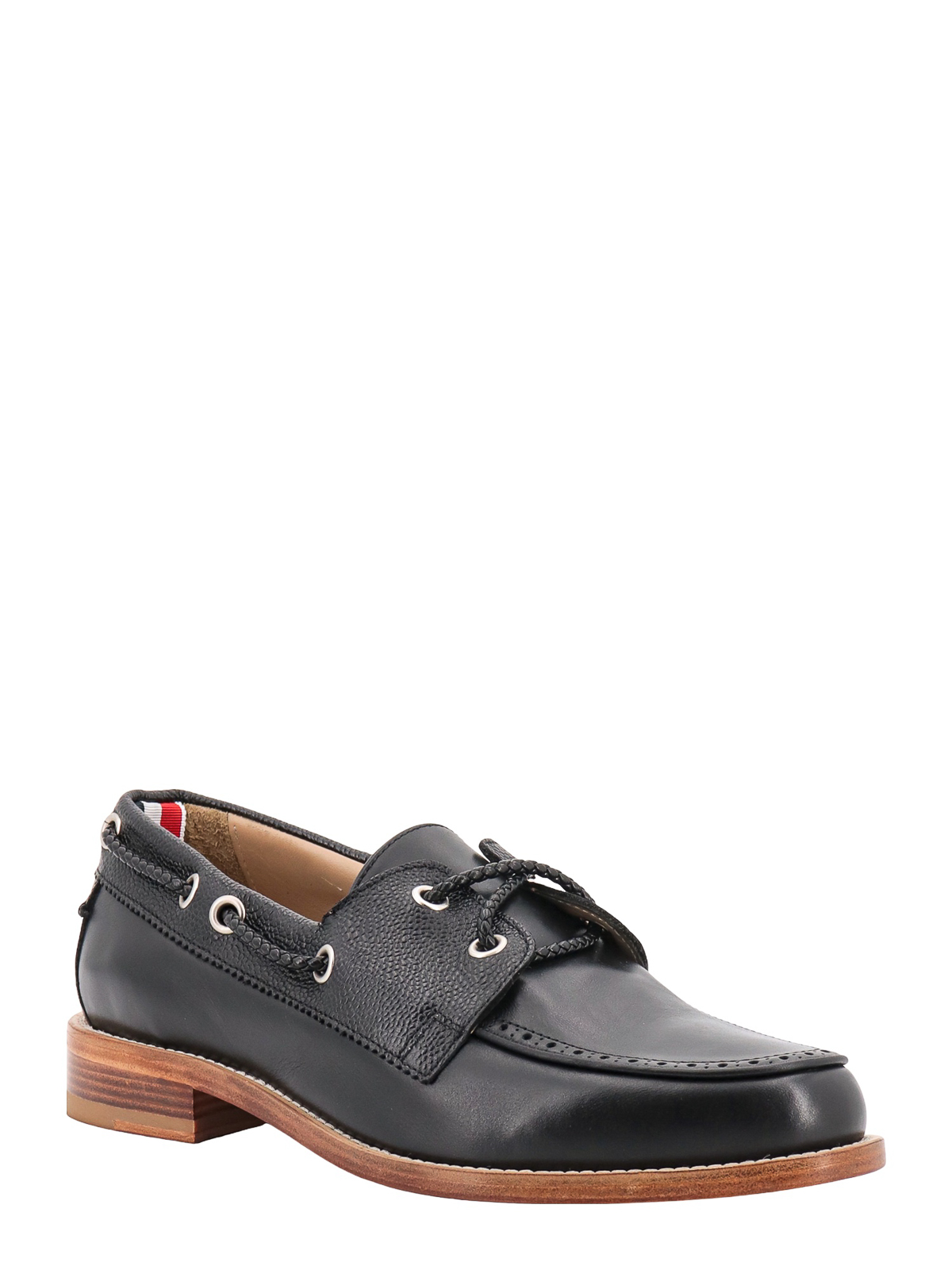 Shop Thom Browne Leather Loafer With Textured Leather Inserts In Negro