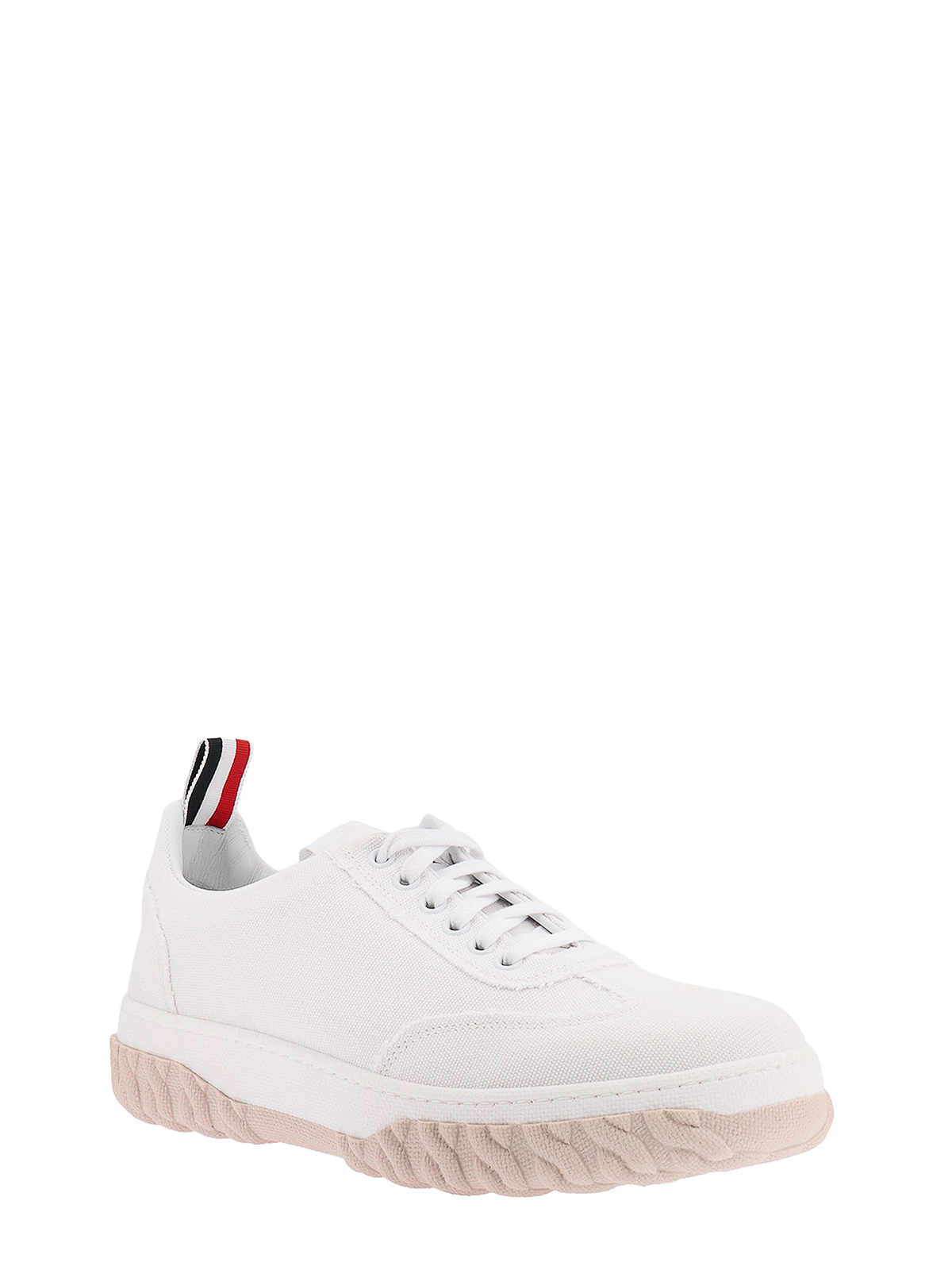 Shop Thom Browne Canvas Sneakers In White