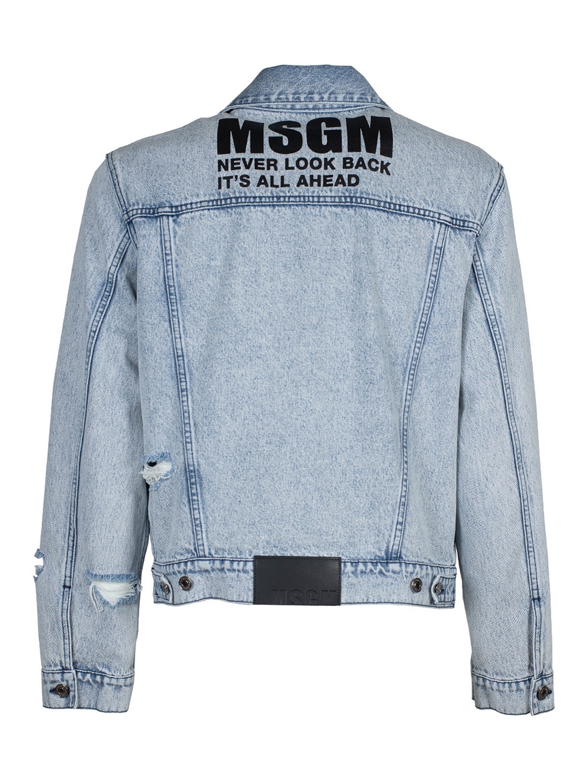 Shop Msgm Jacket Marble Destroyed In Azul