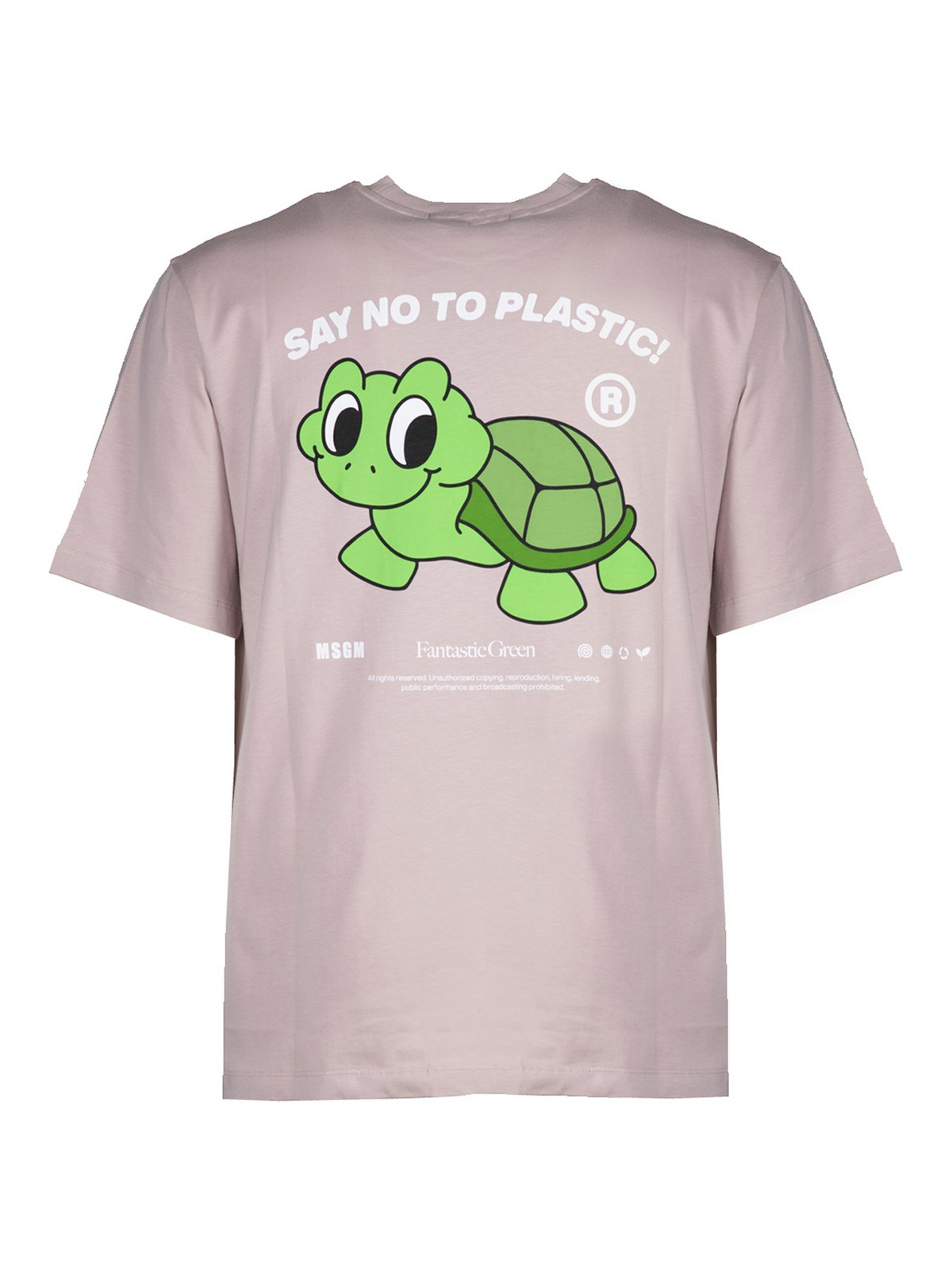 Shop Msgm Fantastic Green Turtle Tshirt In Beige