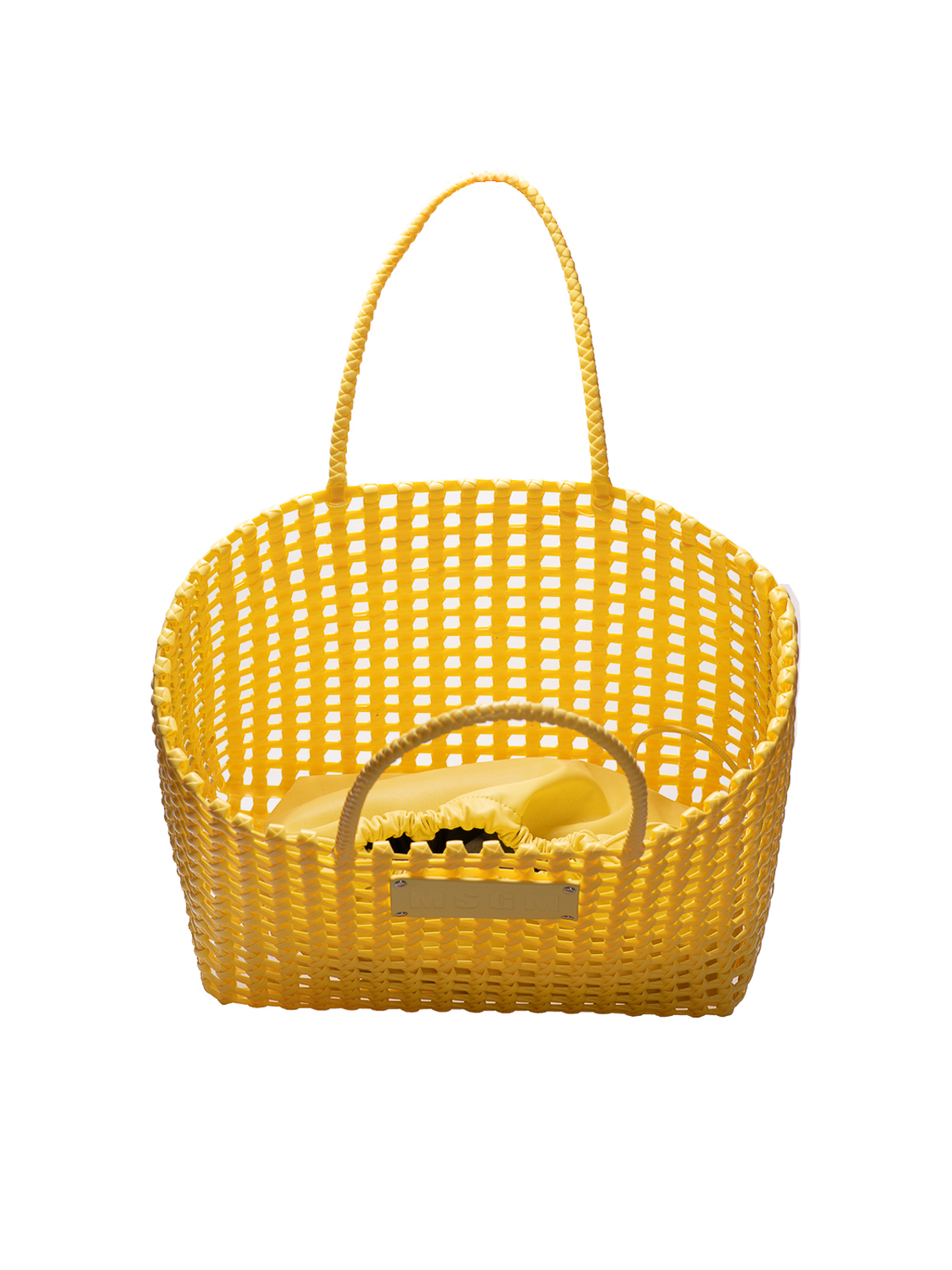 Shop Msgm Gm Mesh Bag In Yellow