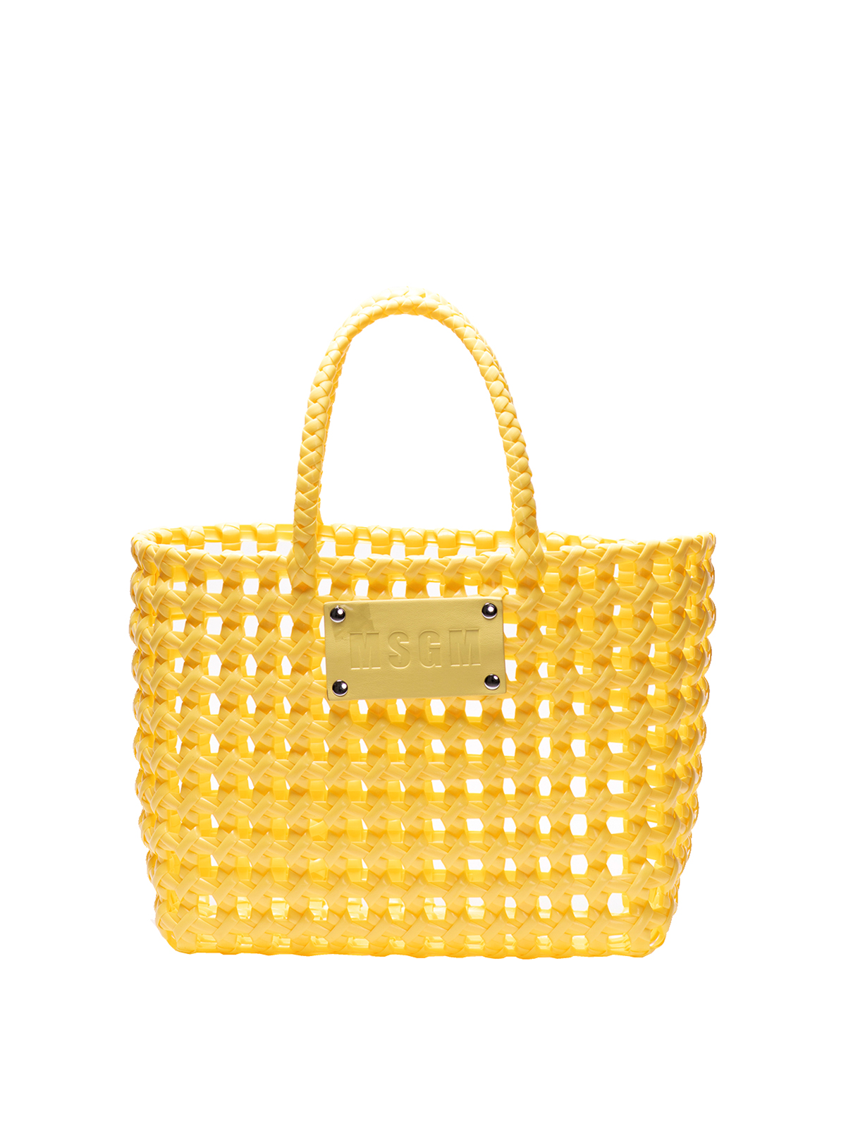 Shop Msgm Net Bag Pm In Yellow