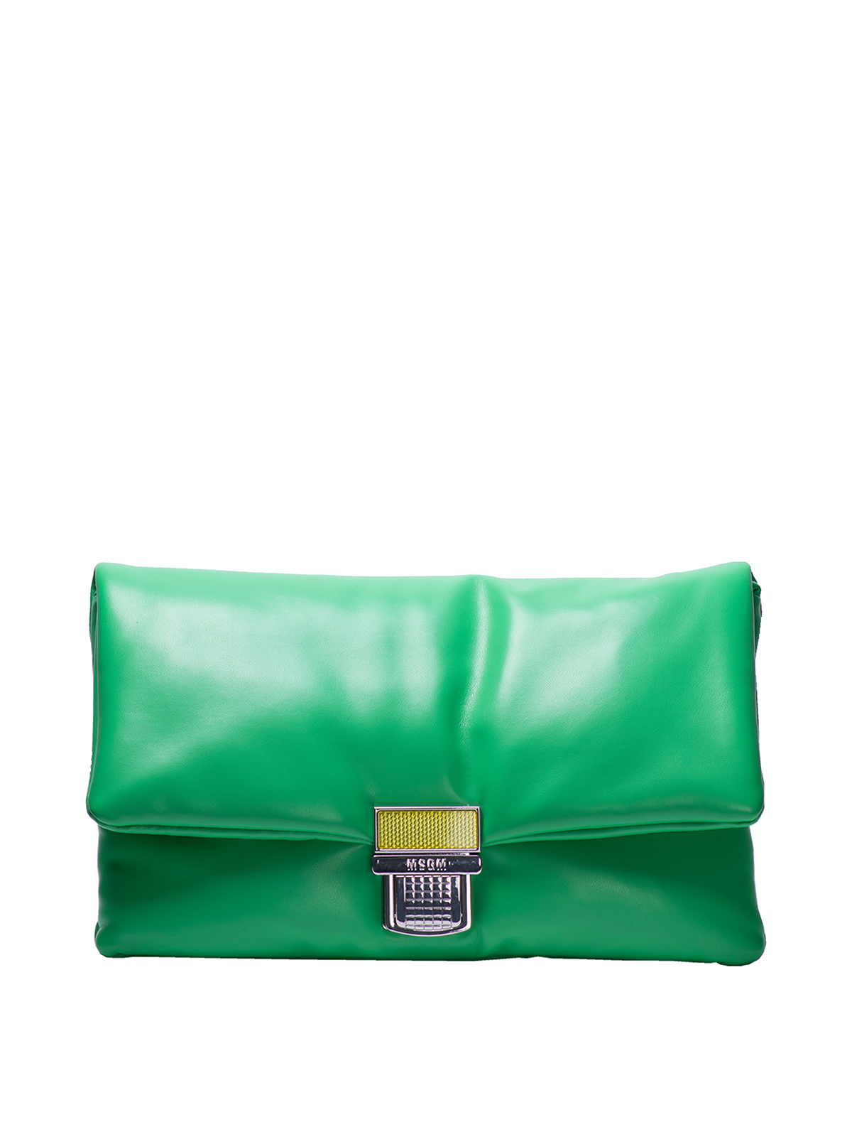 Shop Msgm Click Bag Clutch In Green
