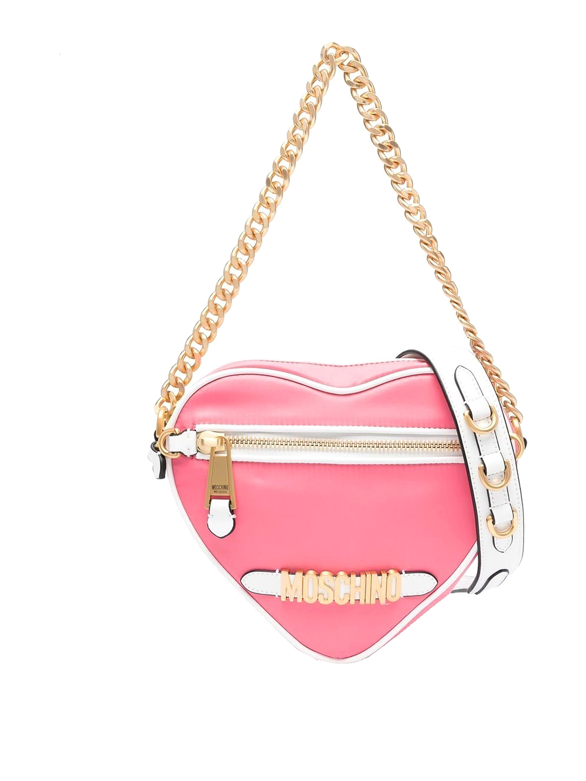 Shop Moschino Nylon Heart Bag In Pink