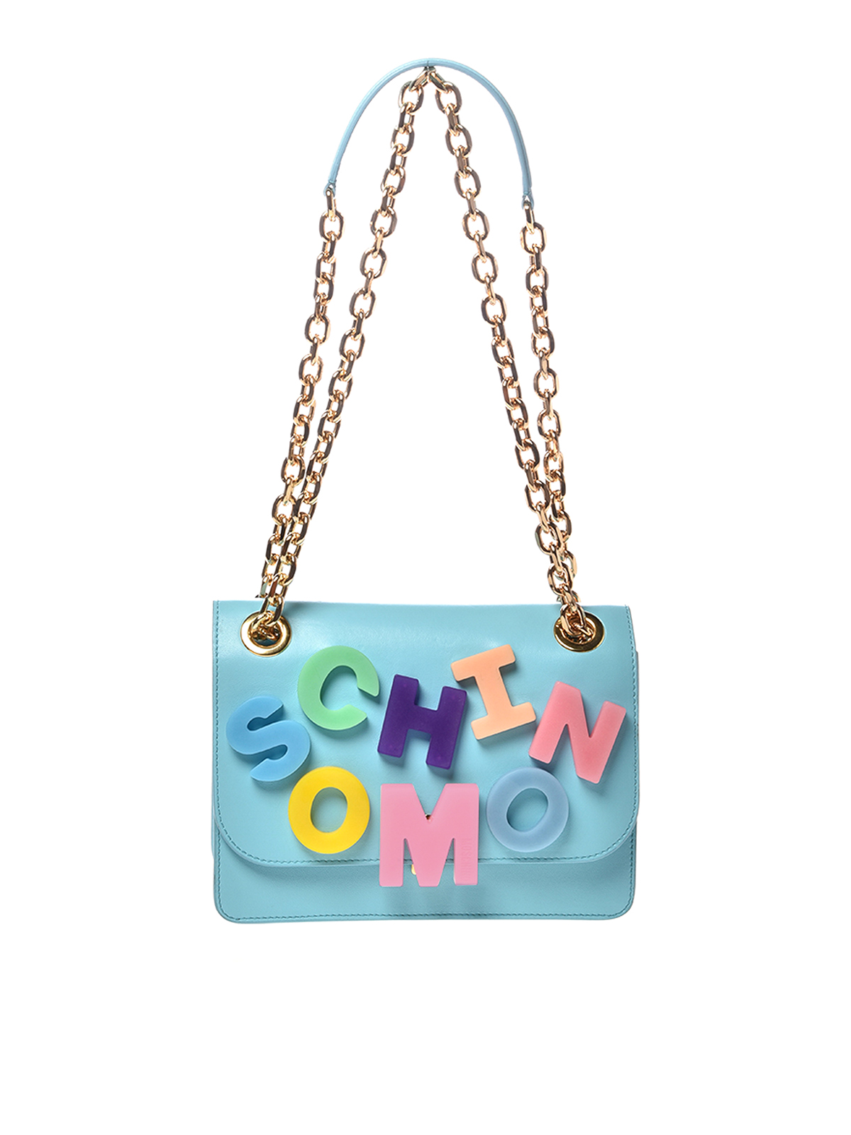 Shop Moschino Baby Letters Bag In Light Blue