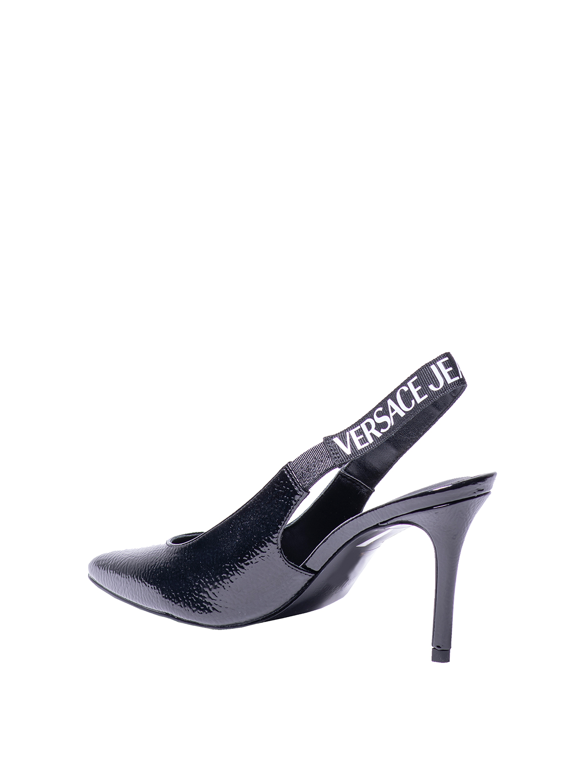 Shop Versace Jeans Couture Logo Sling Back In Black