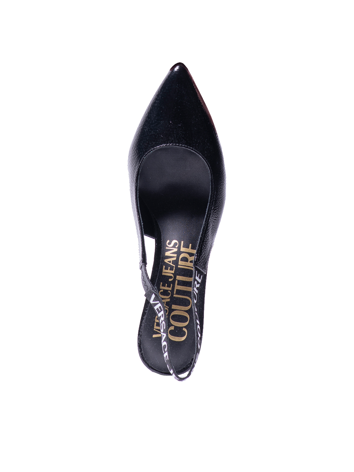 Shop Versace Jeans Couture Logo Sling Back In Black