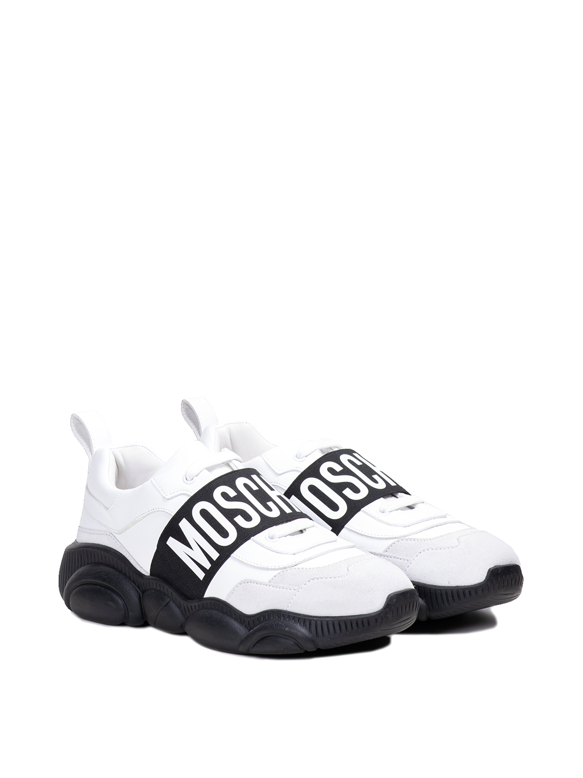 Shop Moschino Teddy Band Sneakers In Blanco