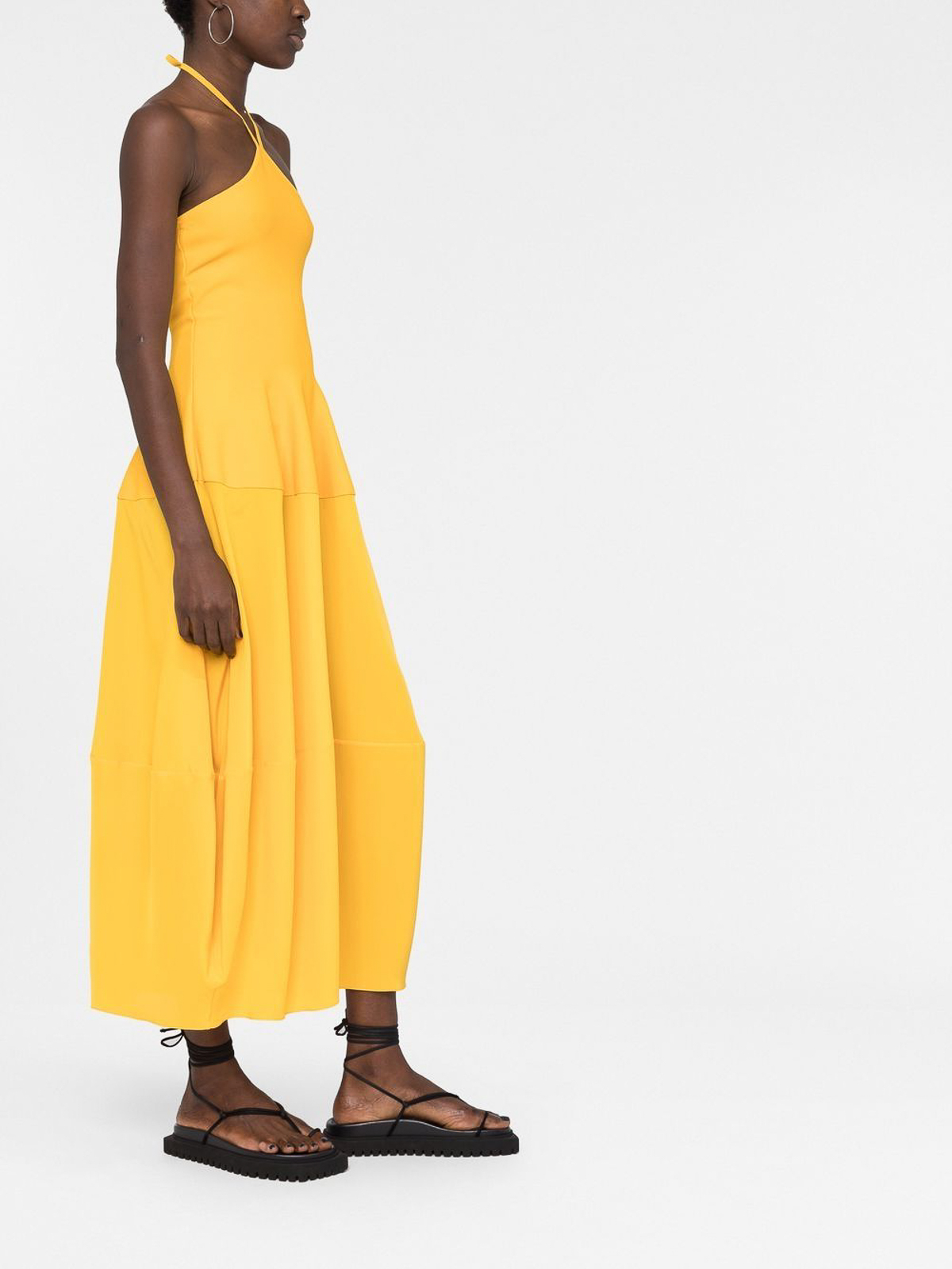 Shop Stella Mccartney Halter Neck Midi Dress In Yellow